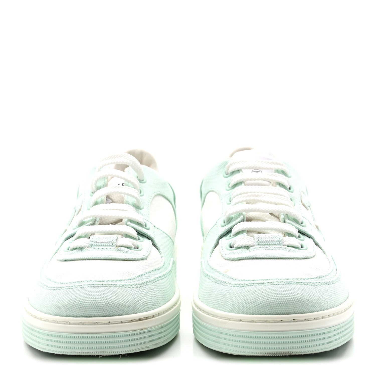 Cotton Sneakers 38.5 Light Turquoise White