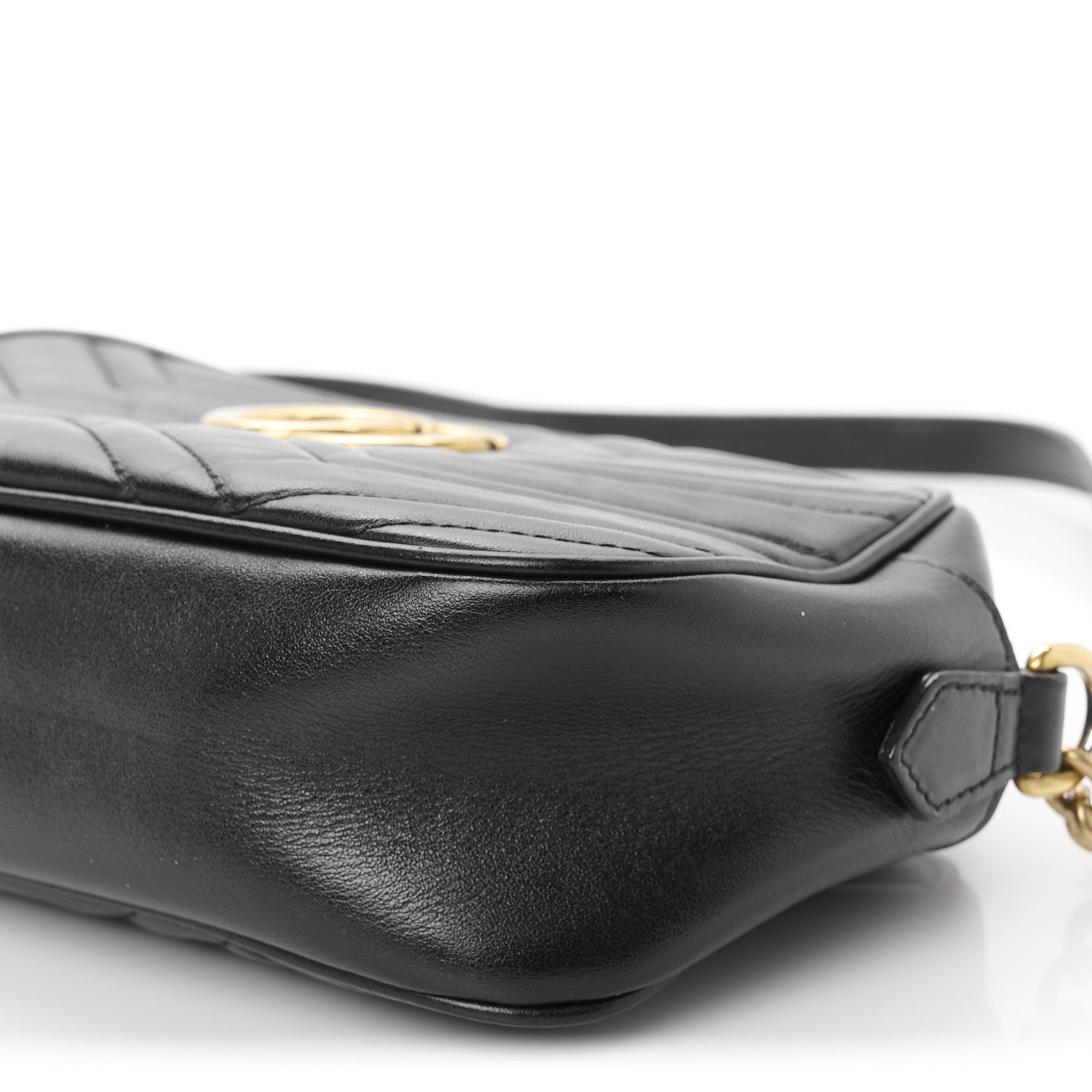 Calfskin Matelasse Small GG Marmont Chain Shoulder Bag Black