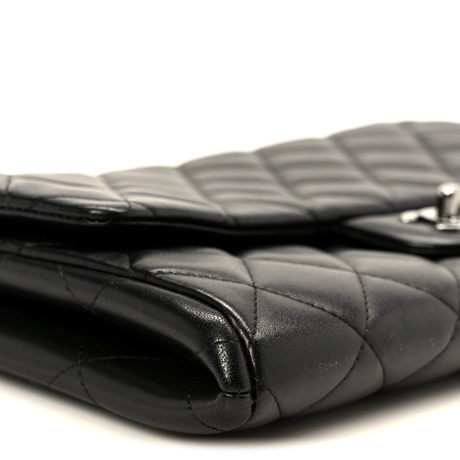 Lambskin Quilted Clutch With Chain Flap Black