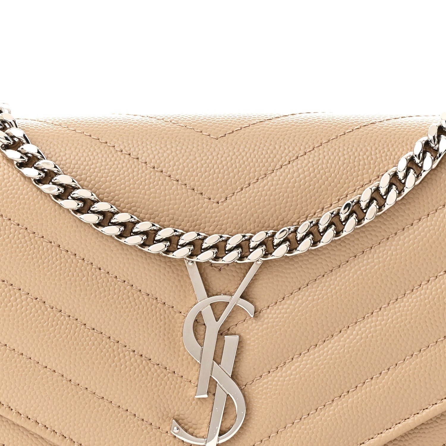 Grain De Poudre Matelasse Chevron Cassandre Chain Wallet Dark Beige