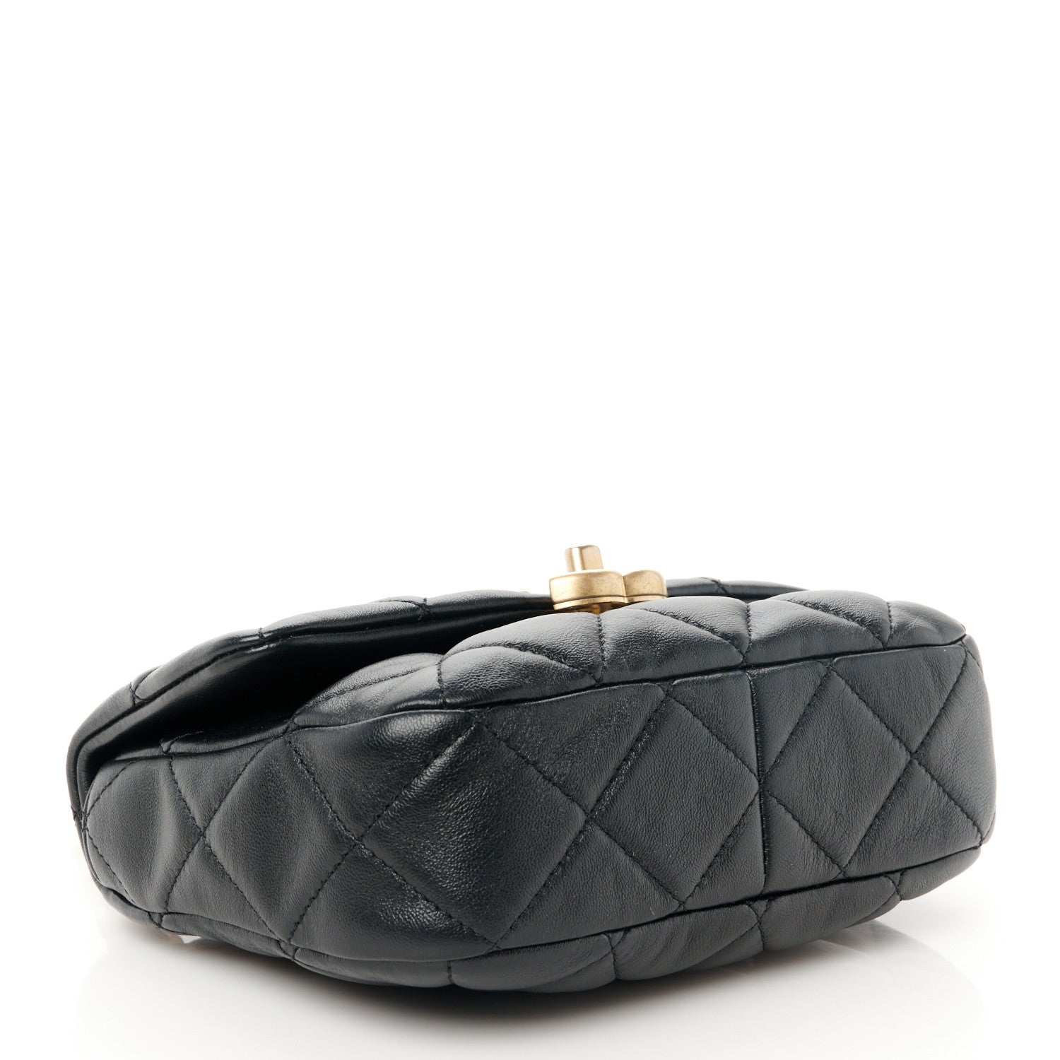 Lambskin Quilted Mini Lacquered Chain Flap Black