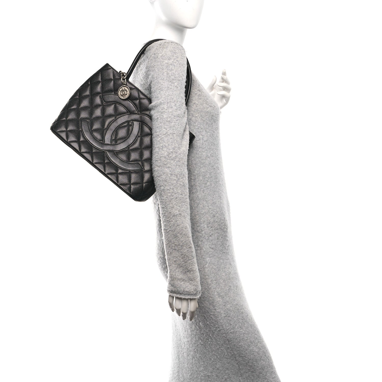 Caviar Quilted Medallion Tote Black