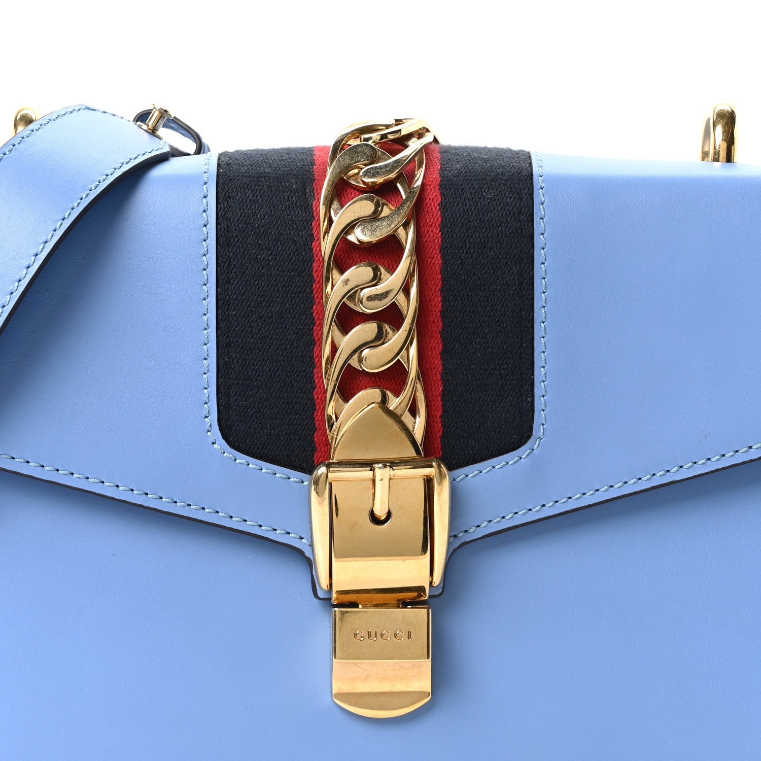 Calfskin Small Sylvie Shoulder Bag Clear Sky Blue