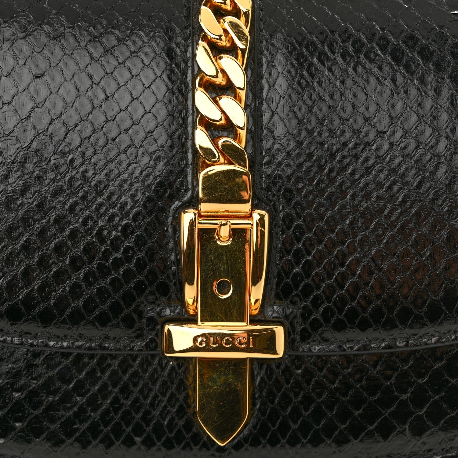 Snakeskin Mini Sylvie 1969 Messenger Bag Black