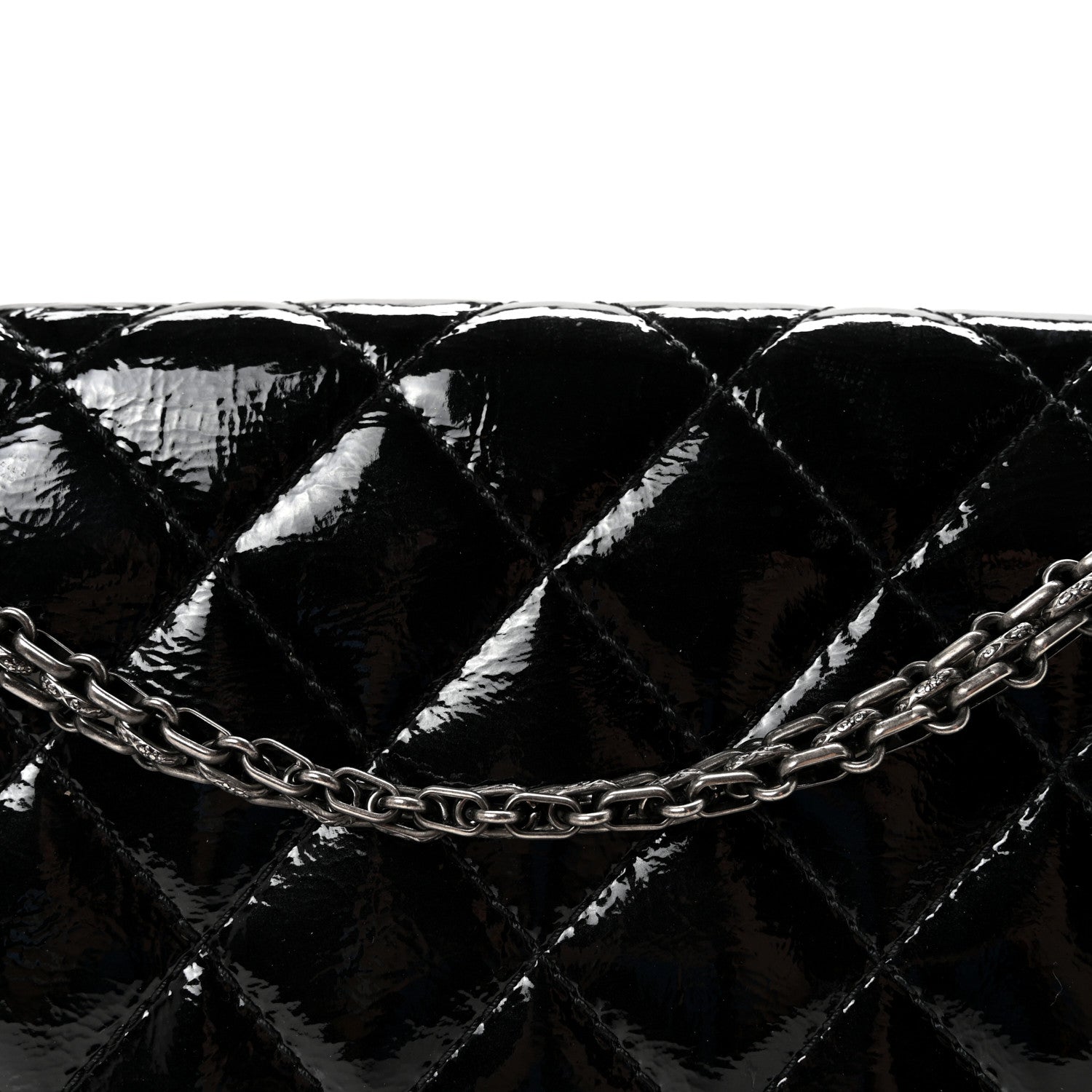 Distressed Patent Quilted 2.55 Reissue 227 Flap Black