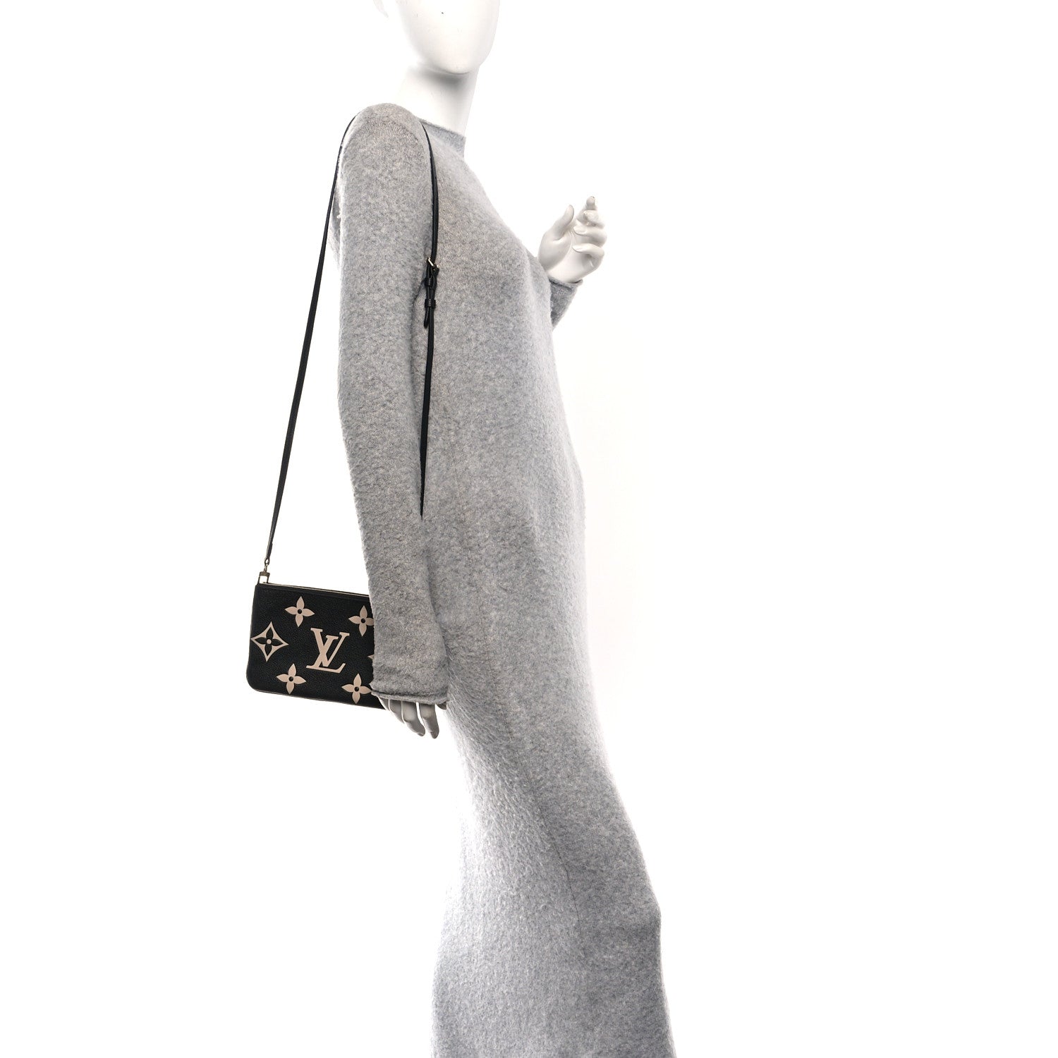 Empreinte Monogram Giant Double Zip Pochette Black Cream