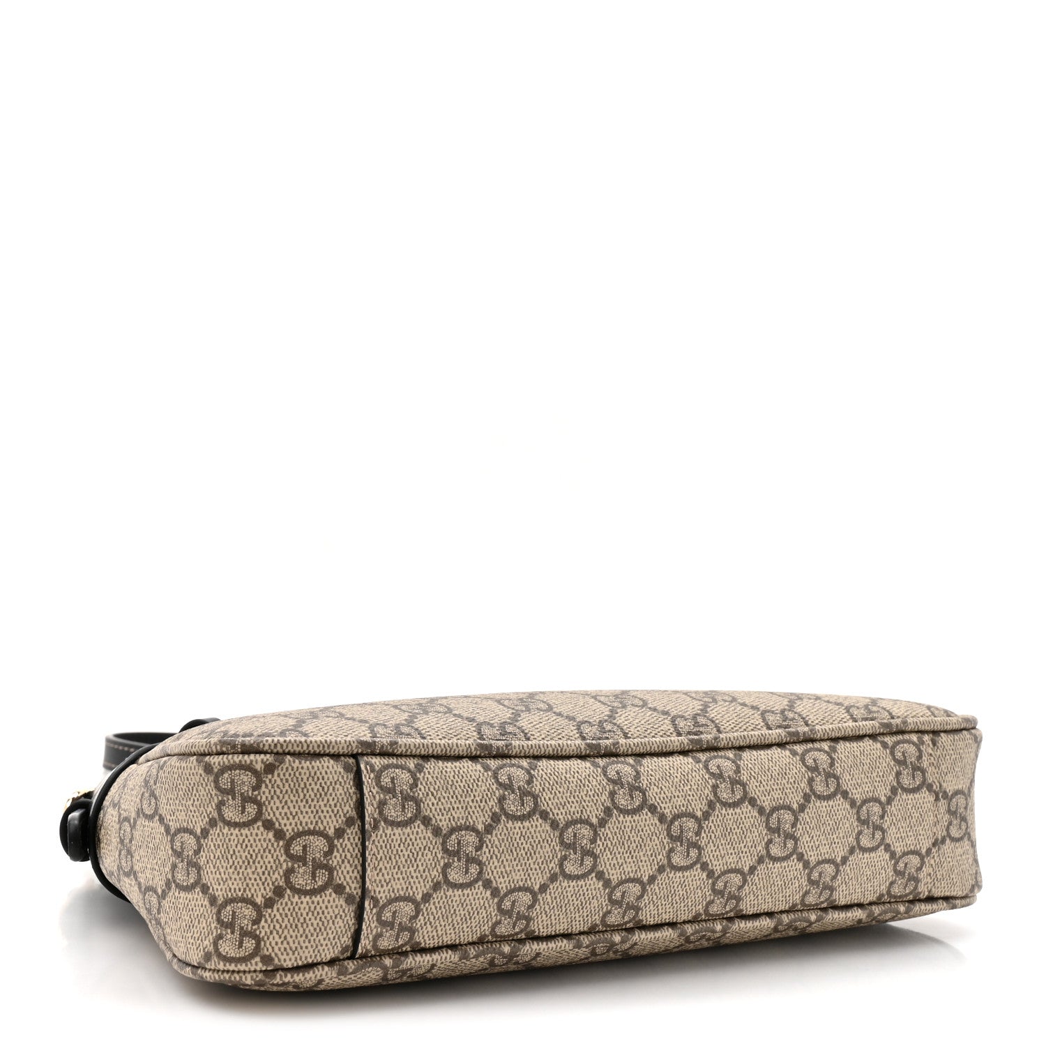 GG Supreme Monogram Textured Calfskin Small Emblem Shoulder Bag Beige Black