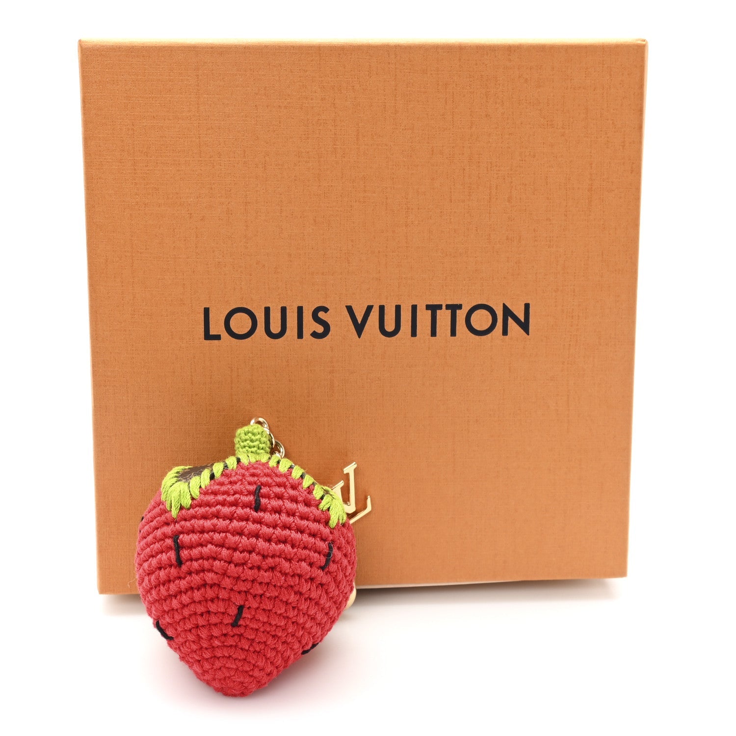 Crochet Monogram Embroidered Berrylicious Bag Charm Rouge