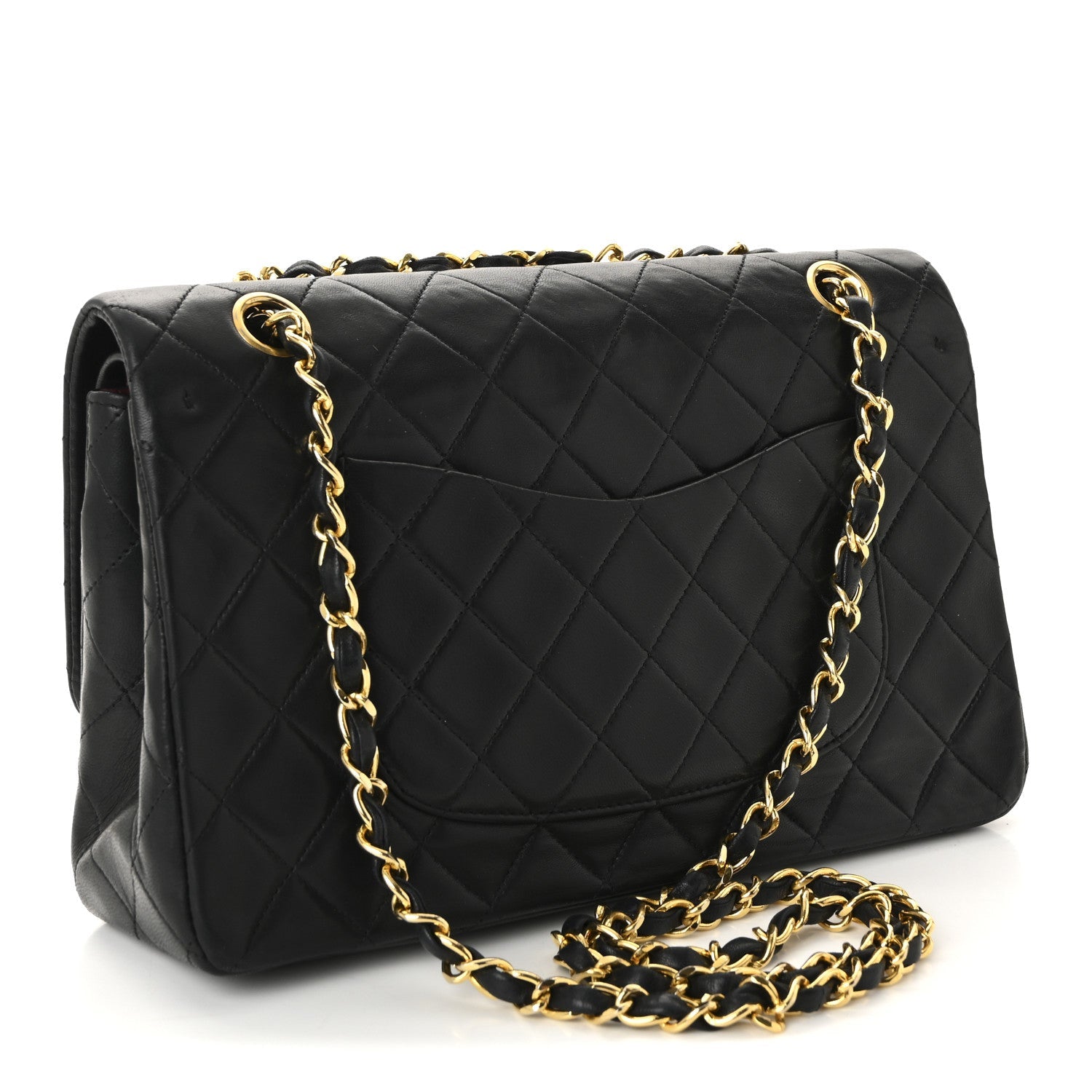Lambskin Quilted Medium Double Flap Black