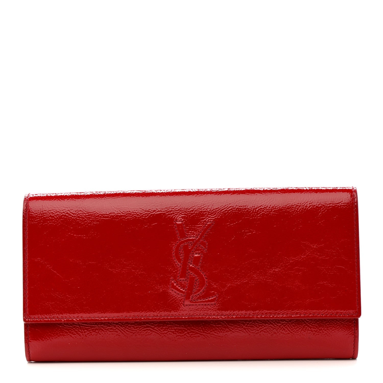 Textured Patent Monogram Large Belle De Jour Clutch Red