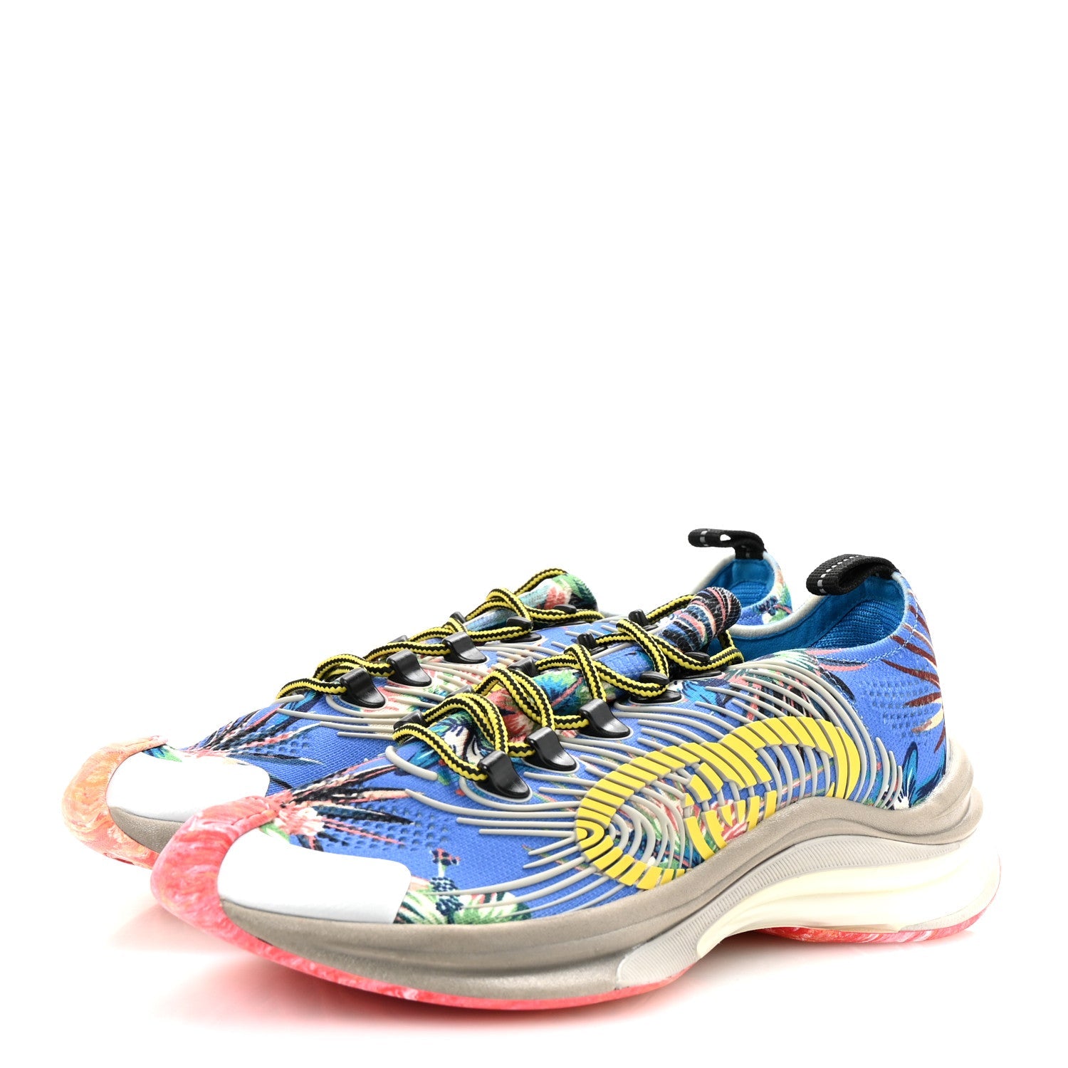 Technical Knit Fabric Waves Mens Gucci Run Sneakers 7.5 Multicolor