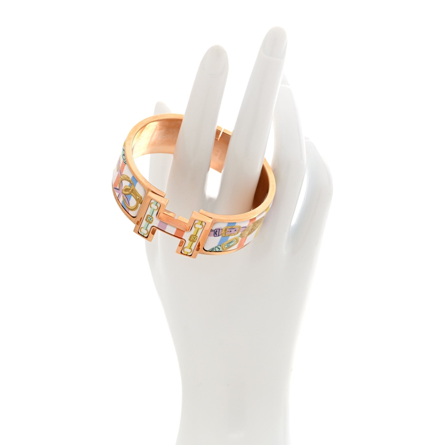 Enamel Printed Brides de Gala Bayadere Wide Clic Clac H Bracelet GM Pastel Acidulé