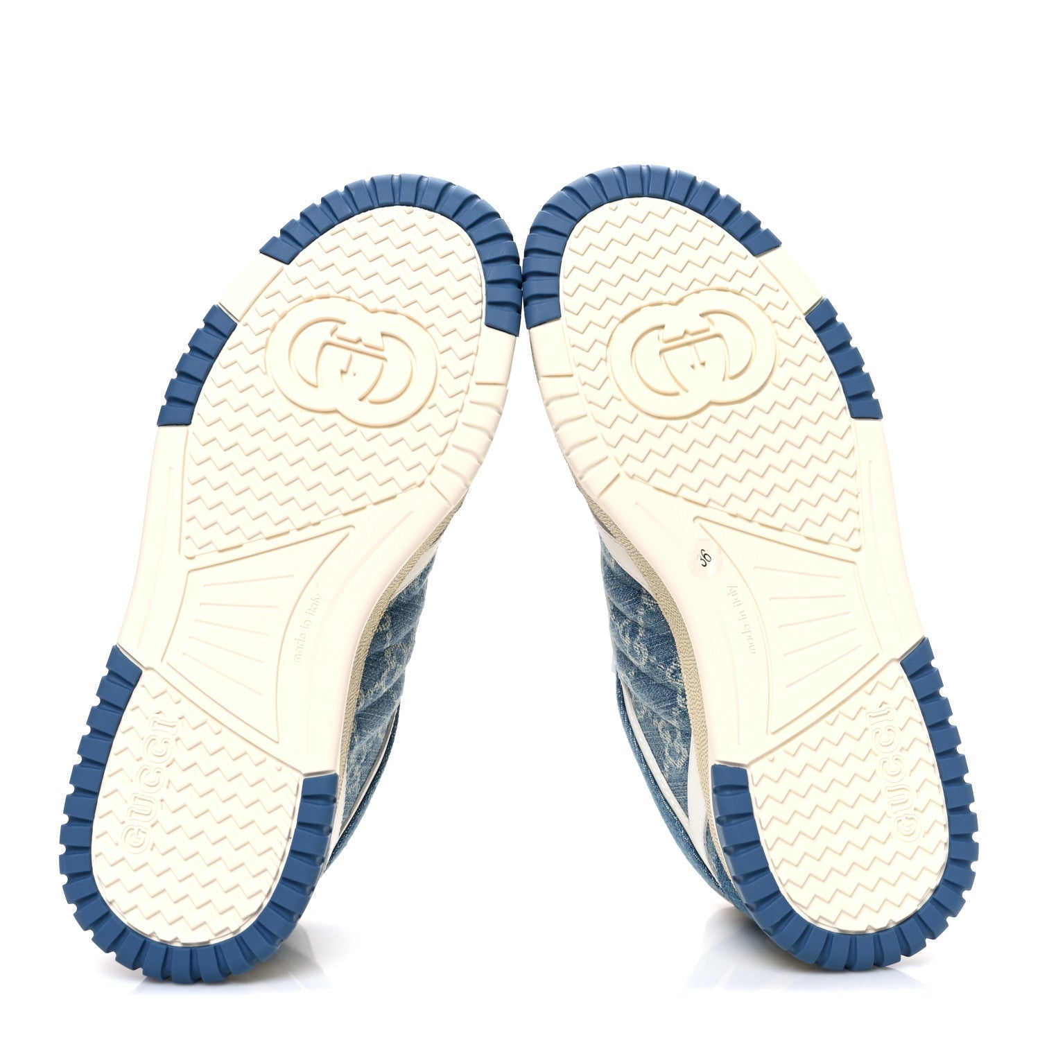 New Denim Delave GG Monogram Womens Re-Web Sneakers 36 Light Blue Royale