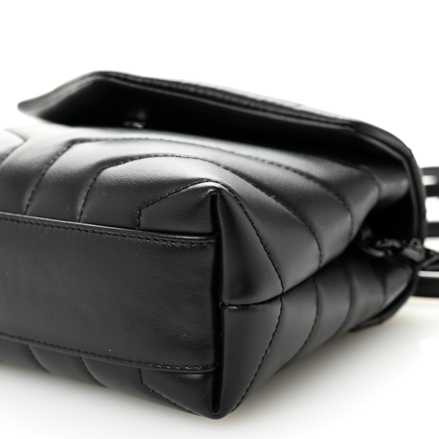 Calfskin Y Quilted Monogram Monochrome Toy Loulou Crossbody Bag Black