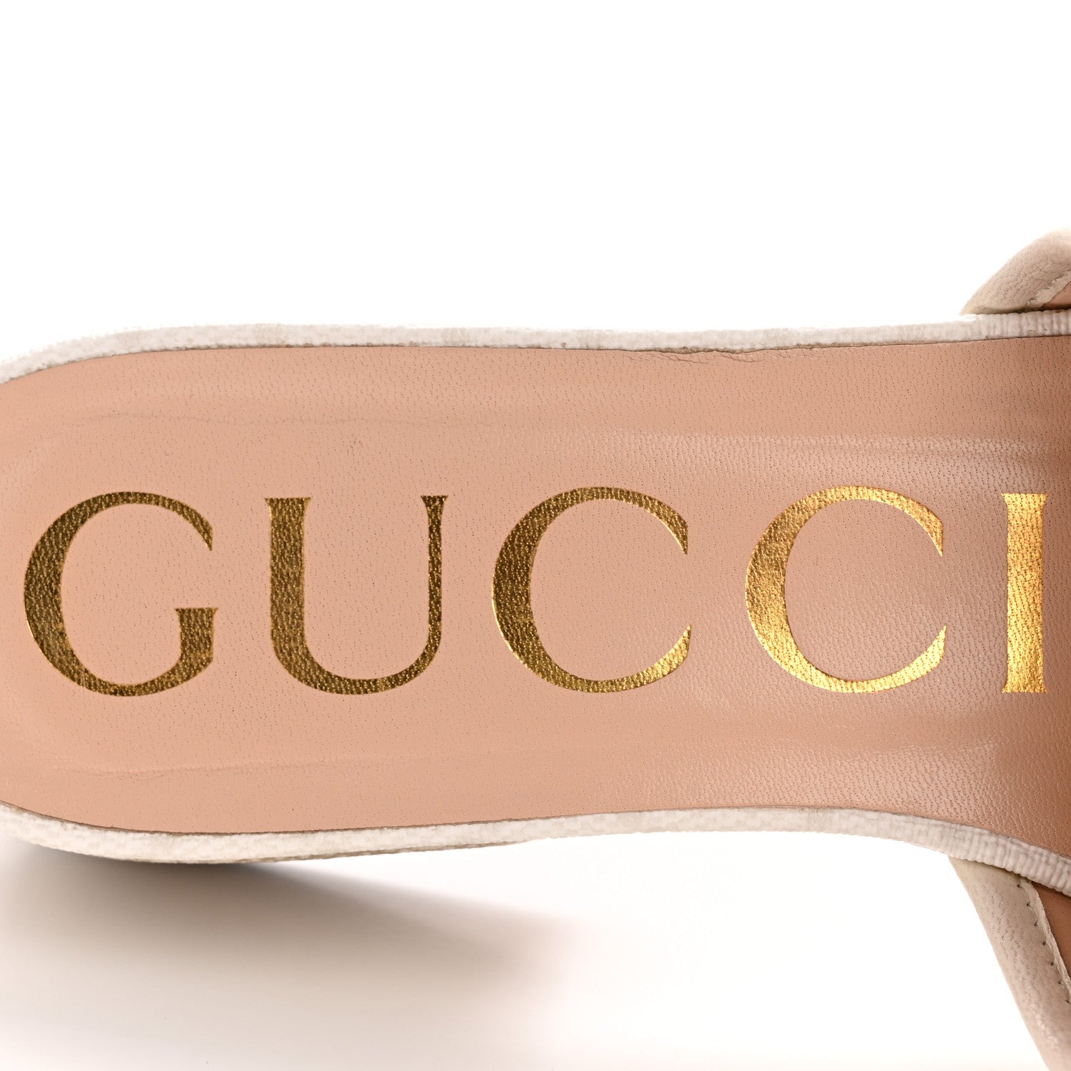 GG Supreme Monogram Malaga Kid Platform Mule Sandals 36 White Mystic White