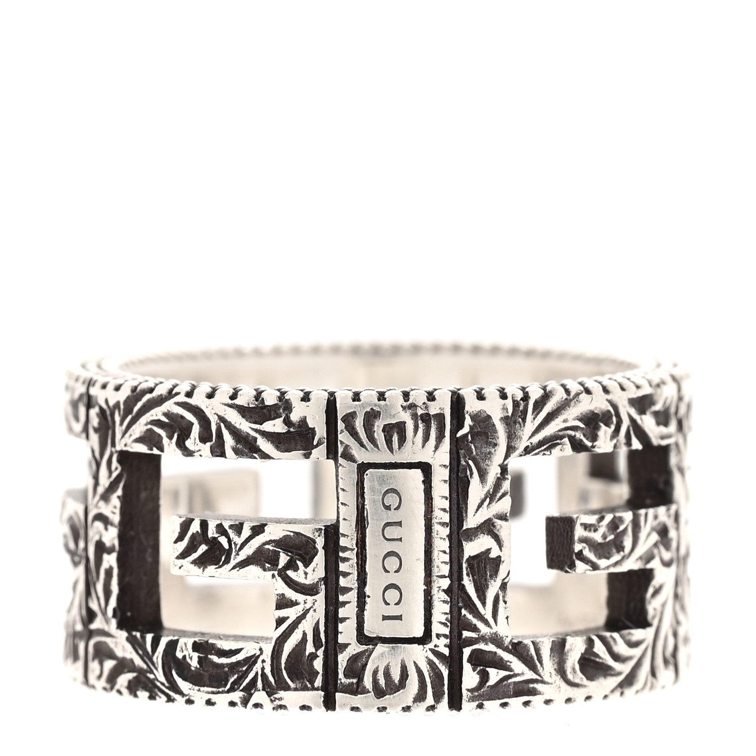 Sterling Silver Wide Square G Band Ring 53 6.5
