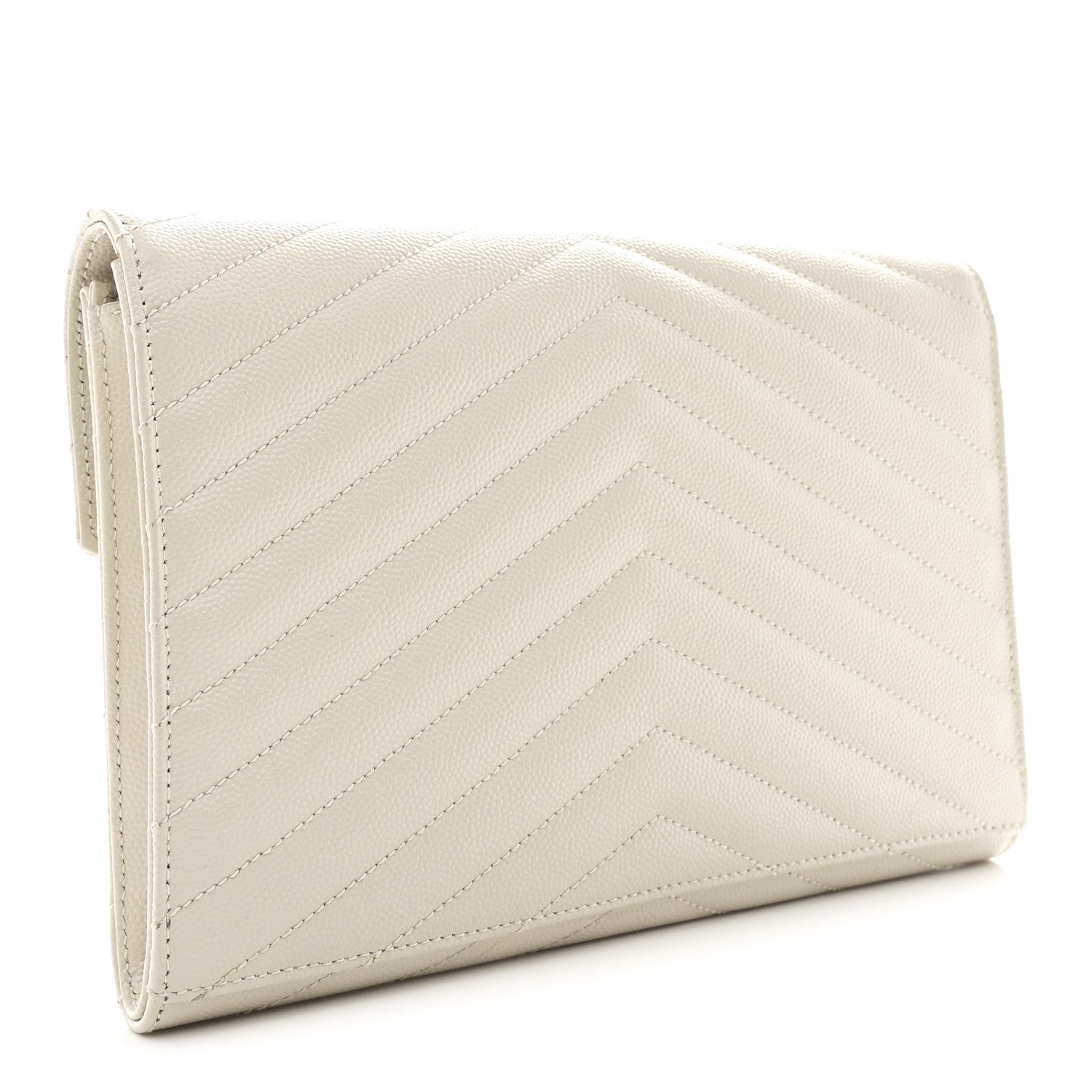 Grain De Poudre Matelasse Chevron Monogram Envelope Clutch Crema Soft