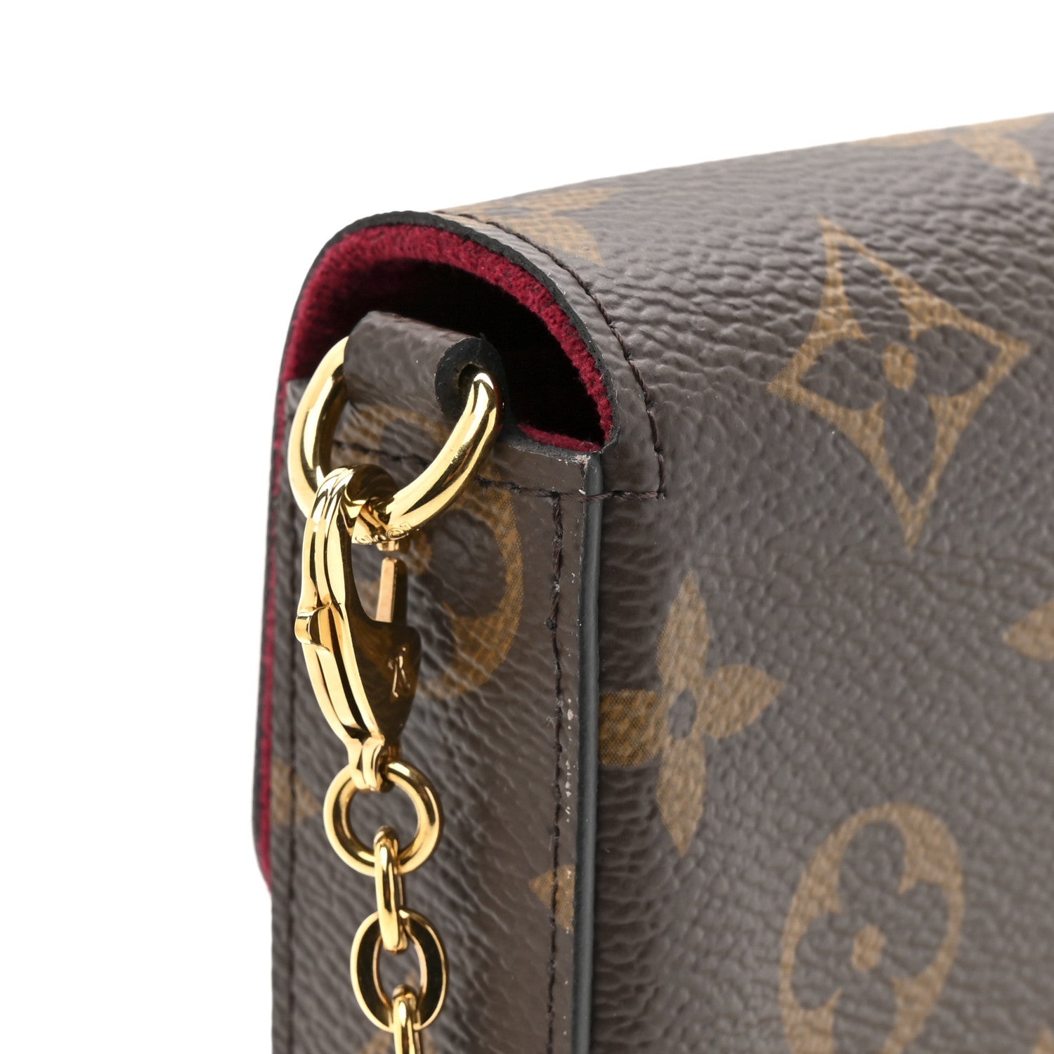 Monogram Pochette Felicie Chain Wallet Fuchsia