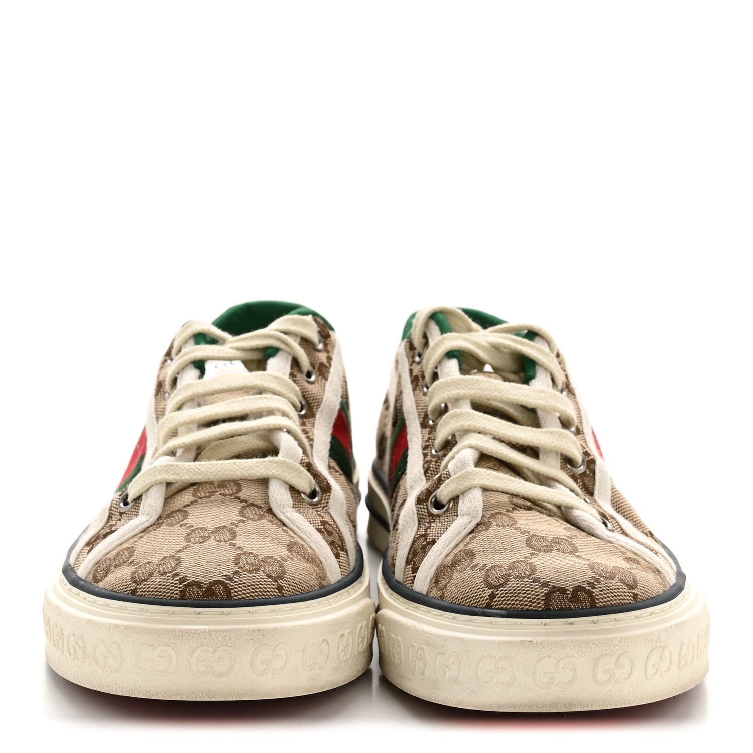 GG Monogram Web Womens 1977 Tennis Sneakers 40 Beige Ebony Mystic White
