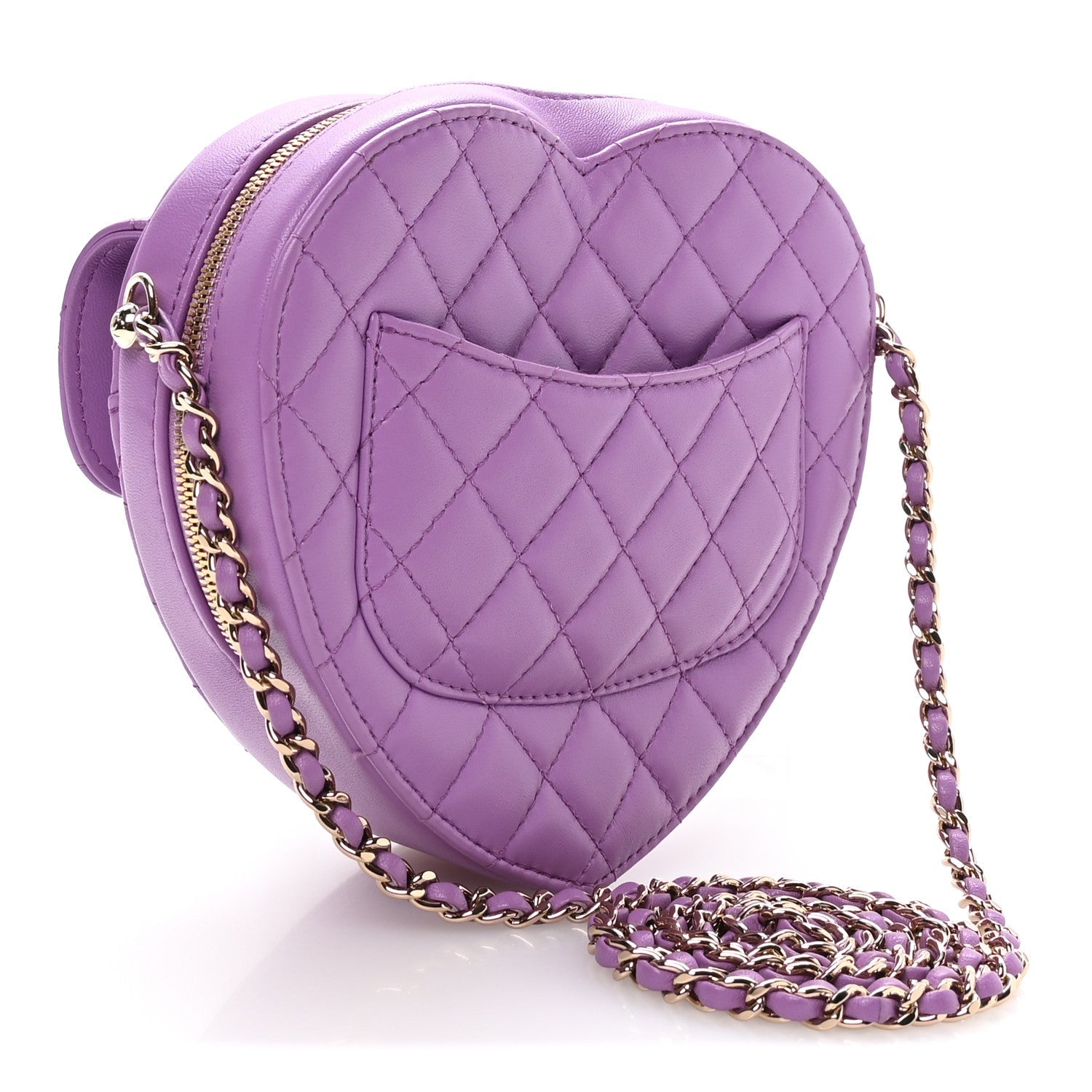 Lambskin Quilted CC In Love Heart Bag Purple