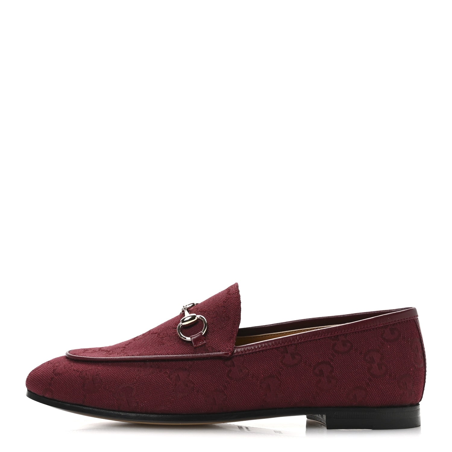 New Canvas GG Monogram Malaga Kid Horsebit Womens Jordaan Loafers 36.5 Rosso Ancora