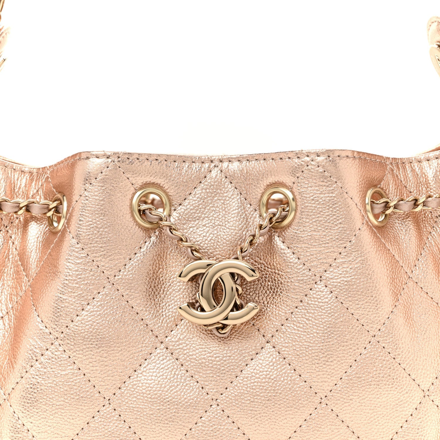 Metallic Caviar Quilted Mini Chanel 25 Handbag Copper
