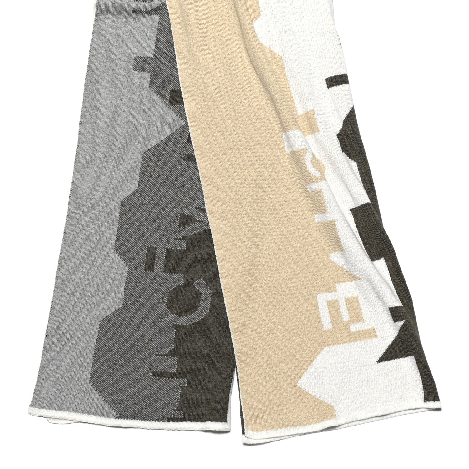 Knit Logo Printed Stole  Beige