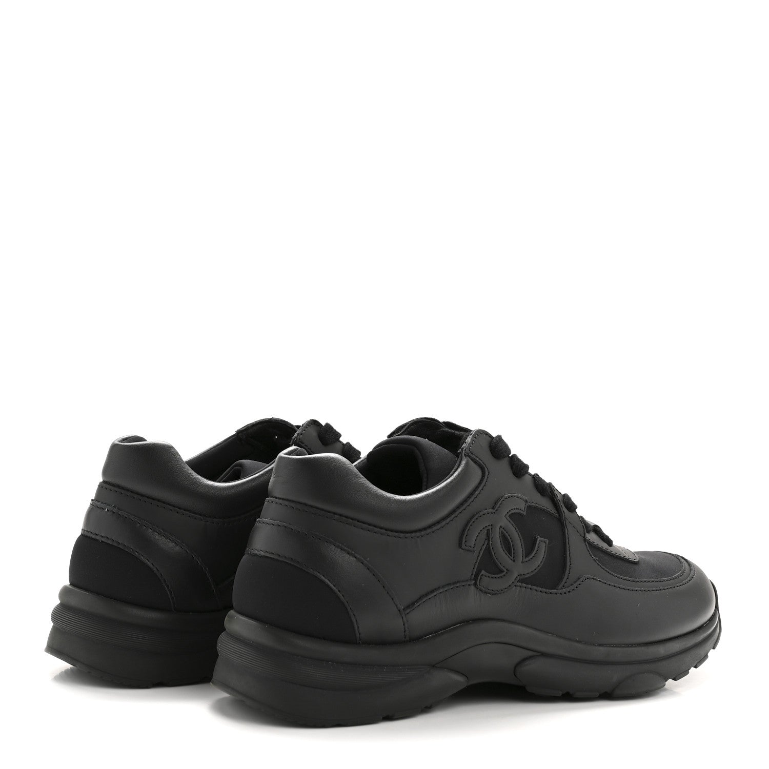 Fabric Calfskin Suede Mens CC Uniform Sneakers 41 Black