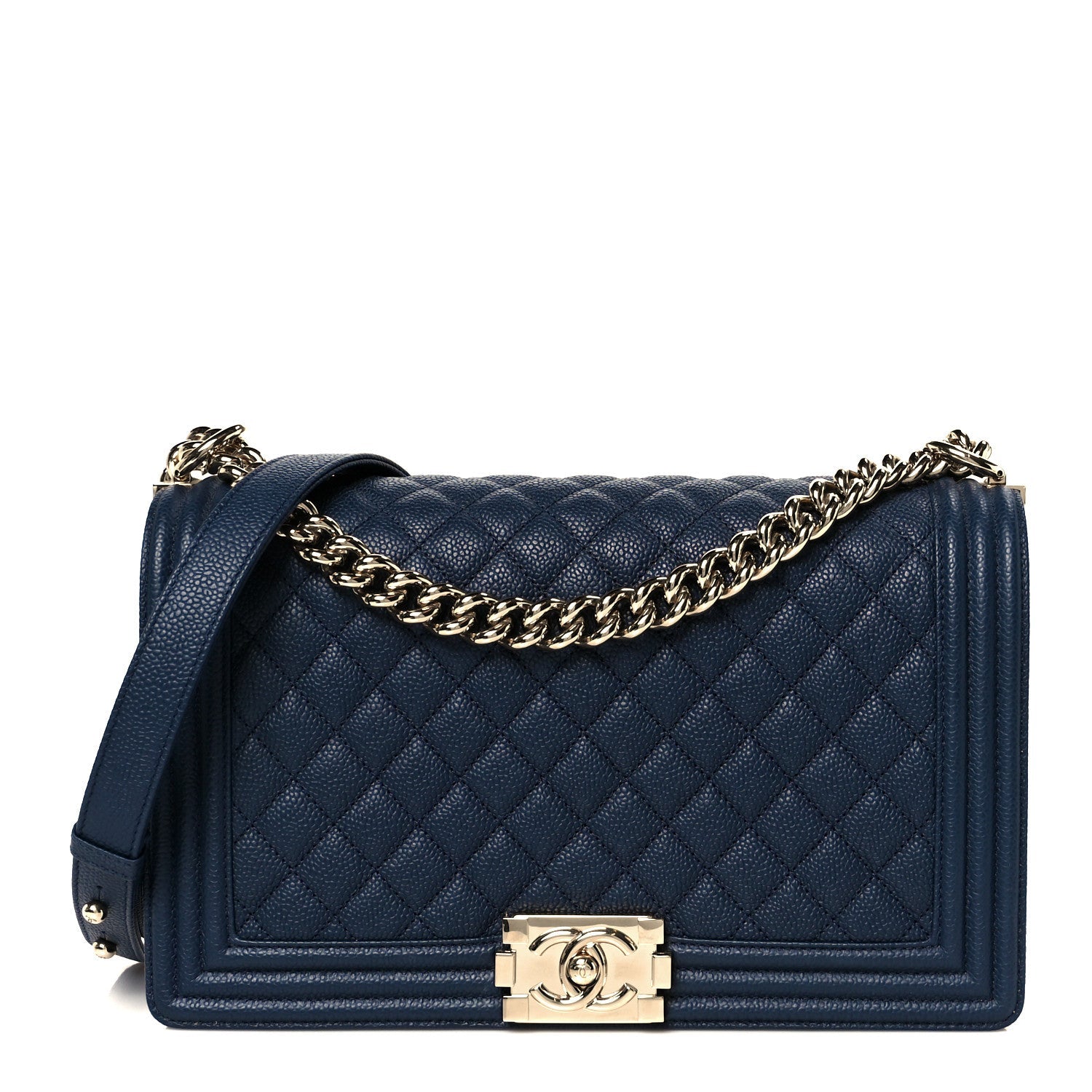 Caviar Quilted New Medium Boy Flap Blue