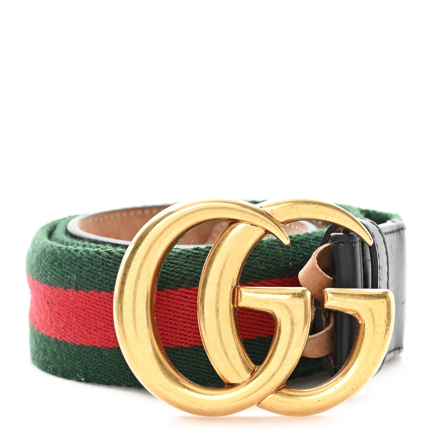 Nylon Calfskin Double G Web 40mm Belt 85 34 Green Red Black