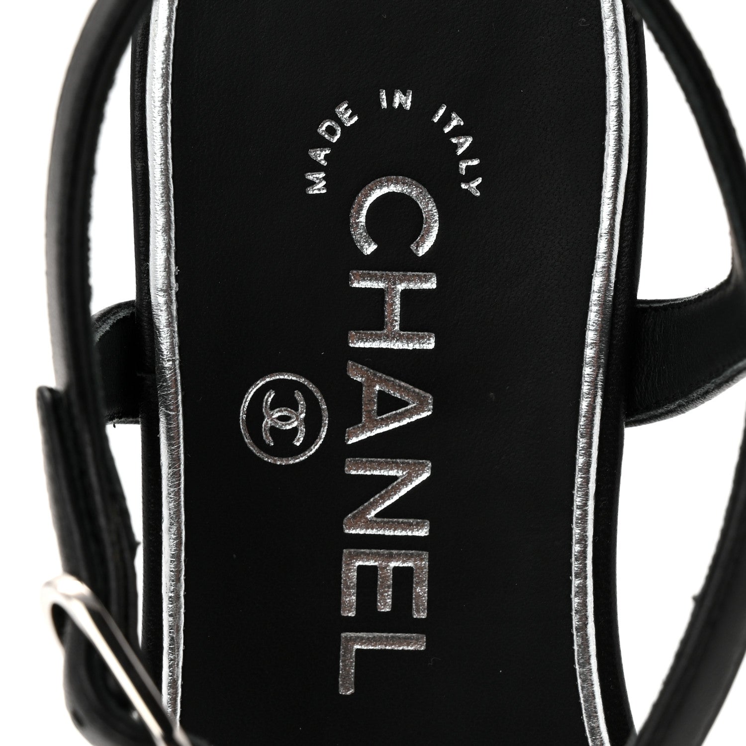 Lambskin CC Chain Thong Sandals 35.5 Black