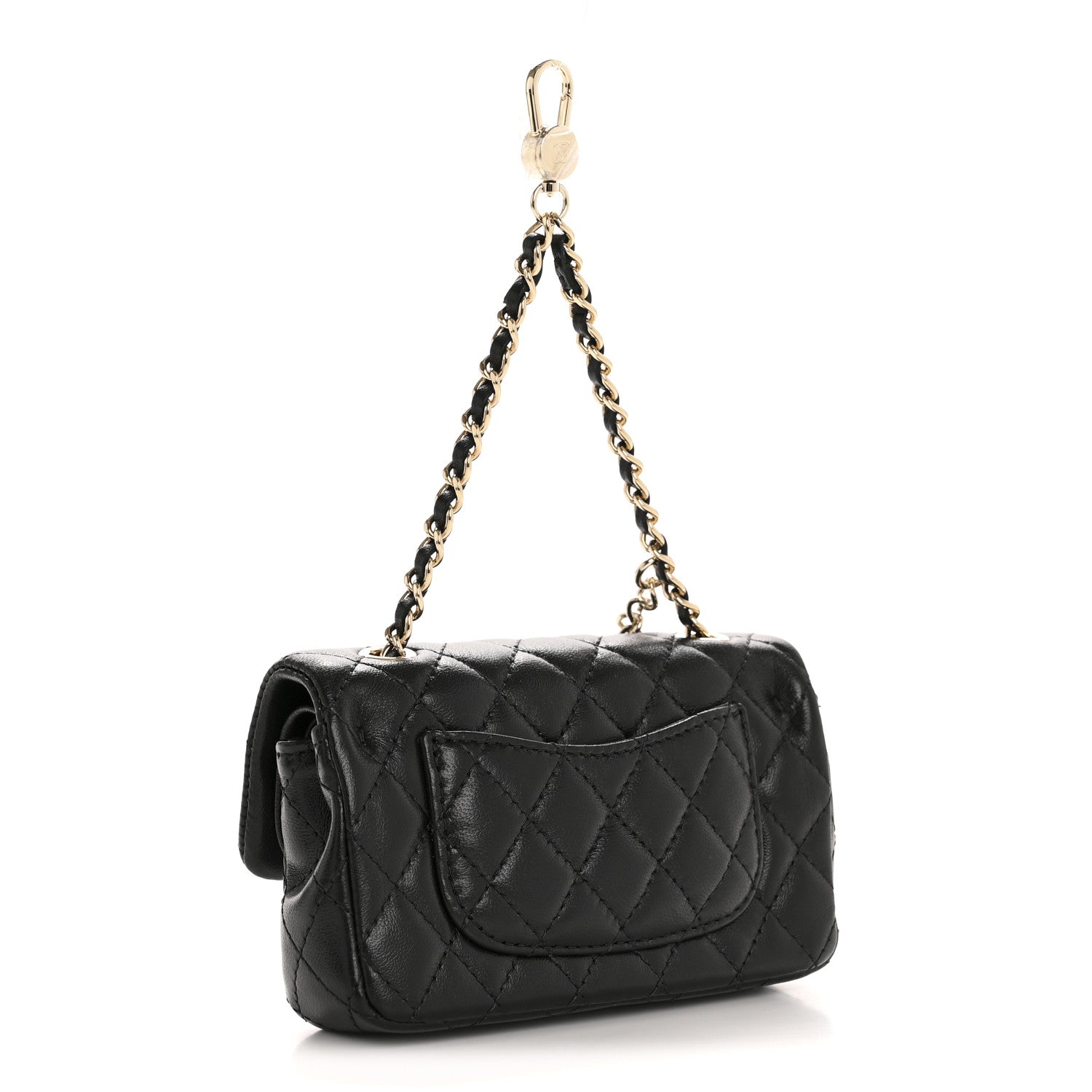 Lambskin Quilted Mini Double Flap With Hook Black