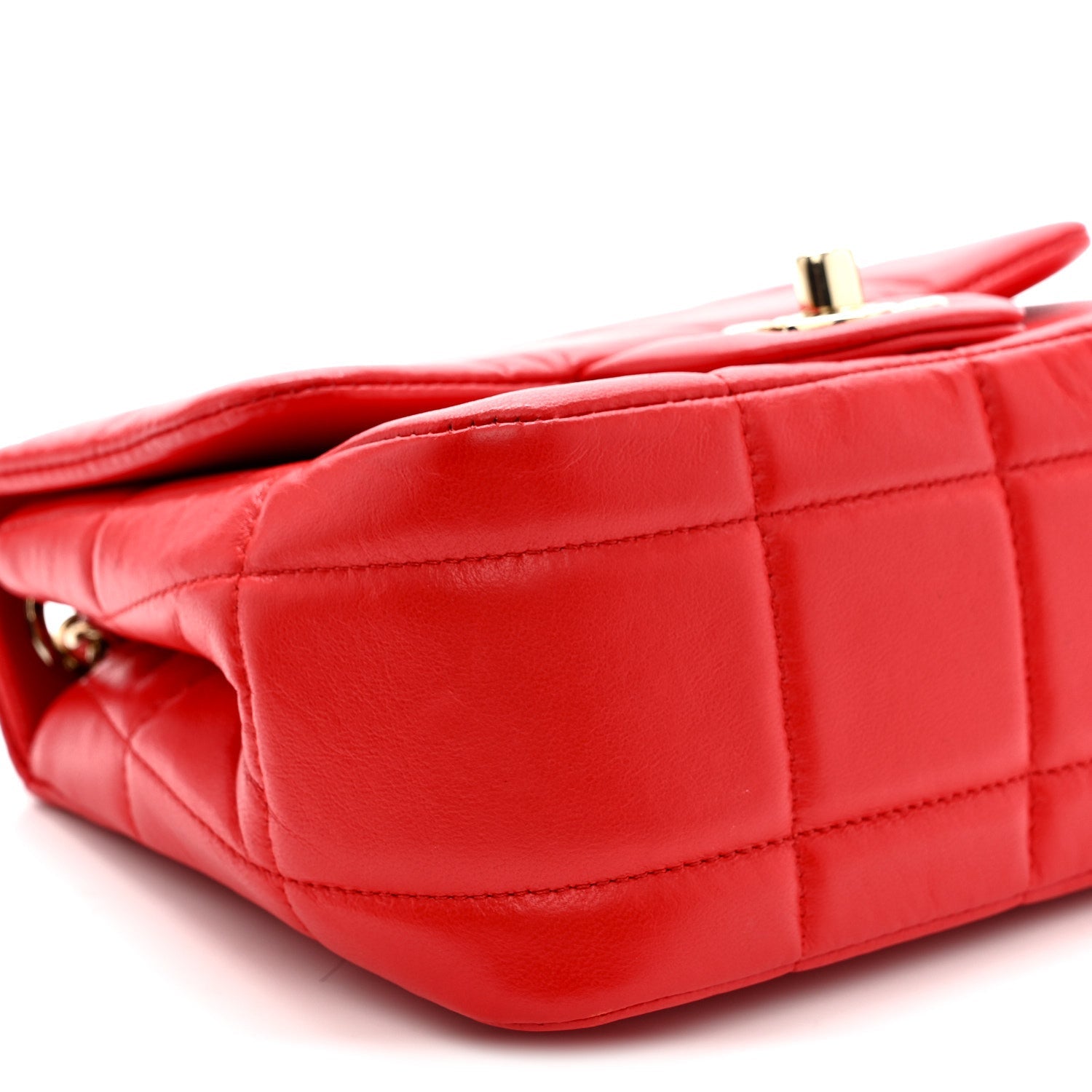Lambskin Resin Crystal Square Quilted Monacoco Mini Flap Red