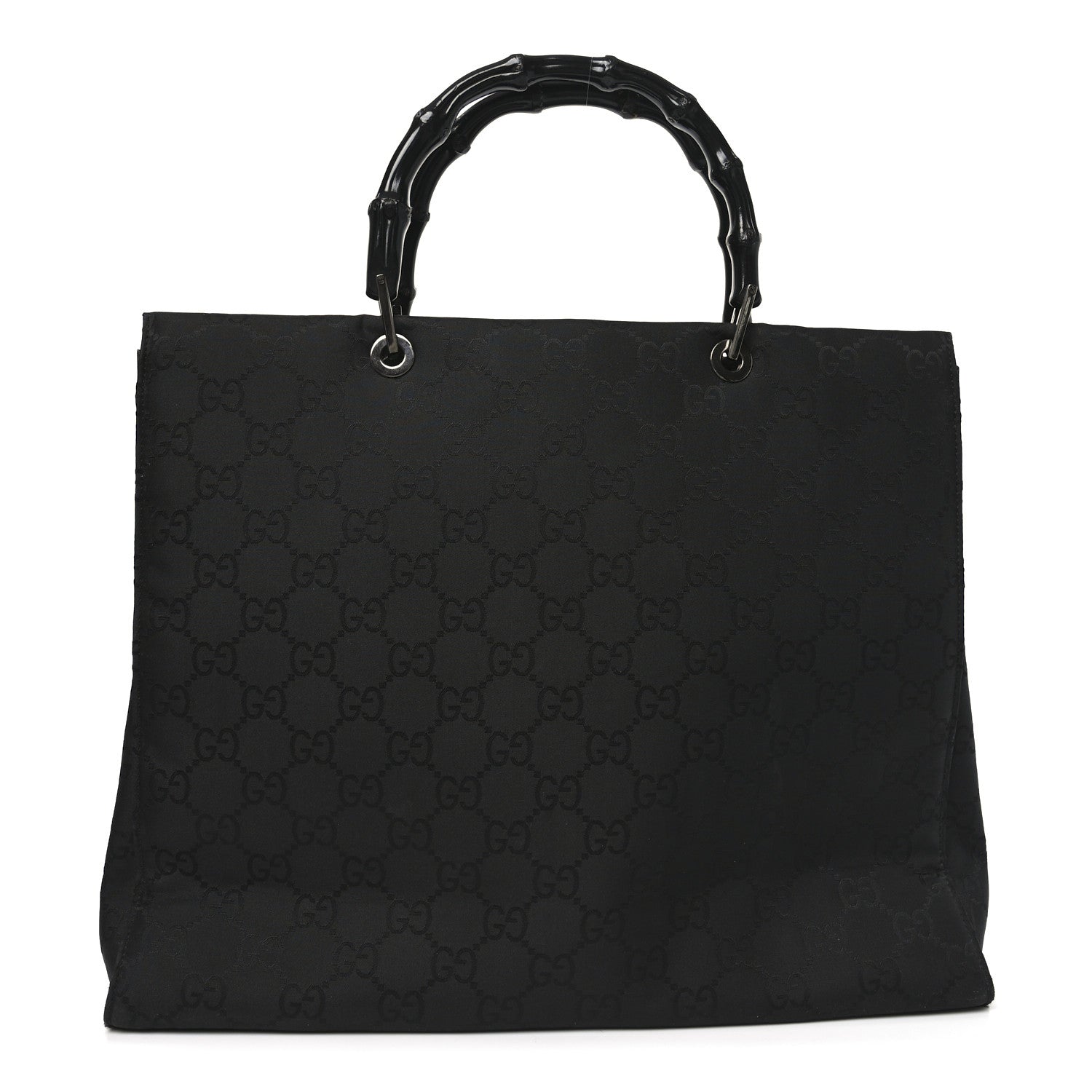 Nylon Monogram Large Bamboo Shopper Tote Black