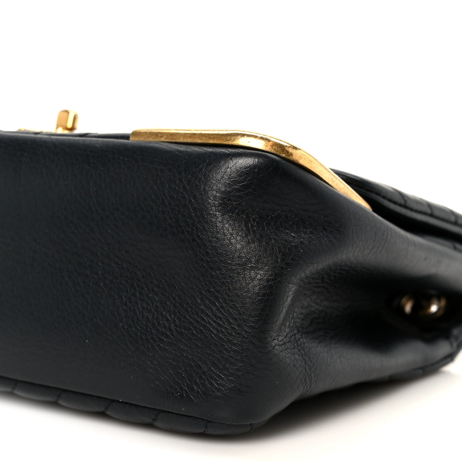 Calfskin Chevron Quilted Mini Rock The Corner Flap Black