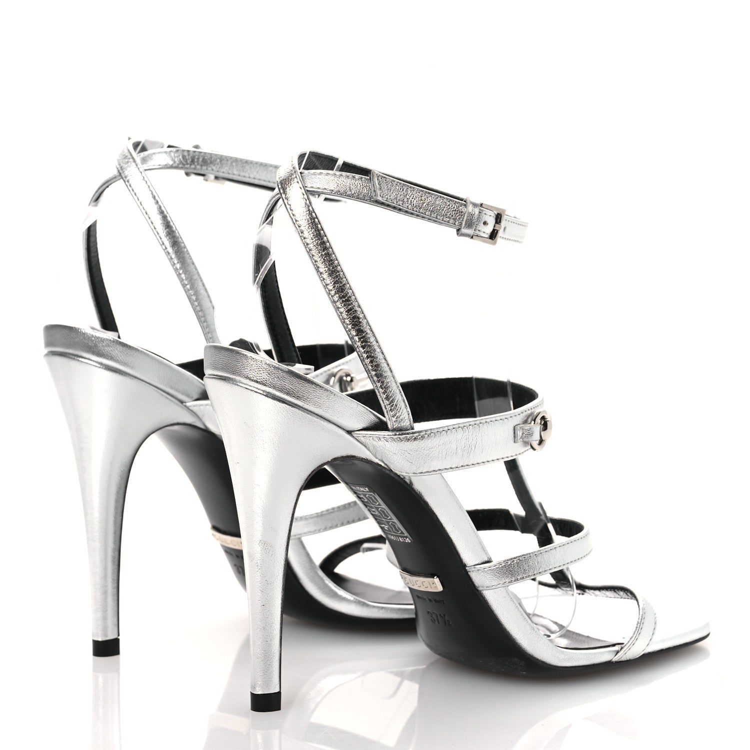 Nappa Silk High Heel Sandals 37.5 Argento