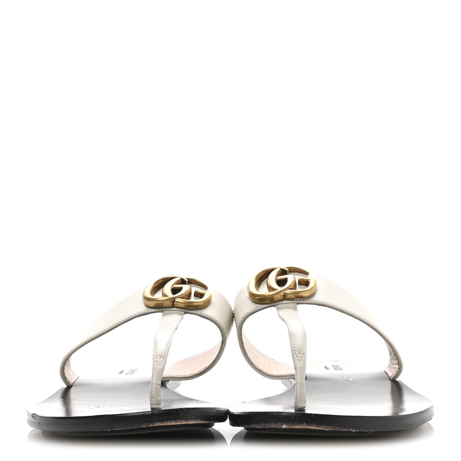 Calfskin GG Marmont Thong Sandals 39 Mystic White