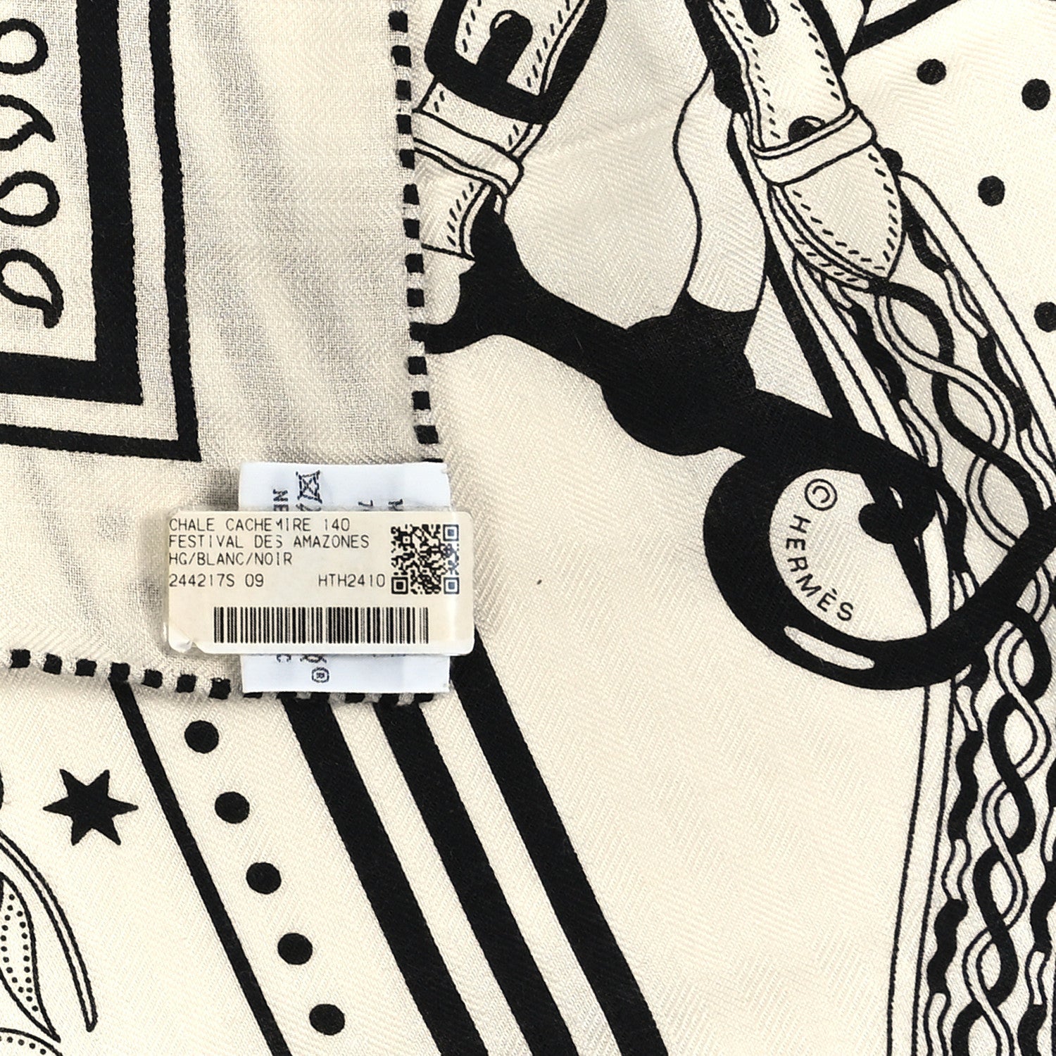 Cashmere Silk Festival Des Amazones Shawl 140 White Black