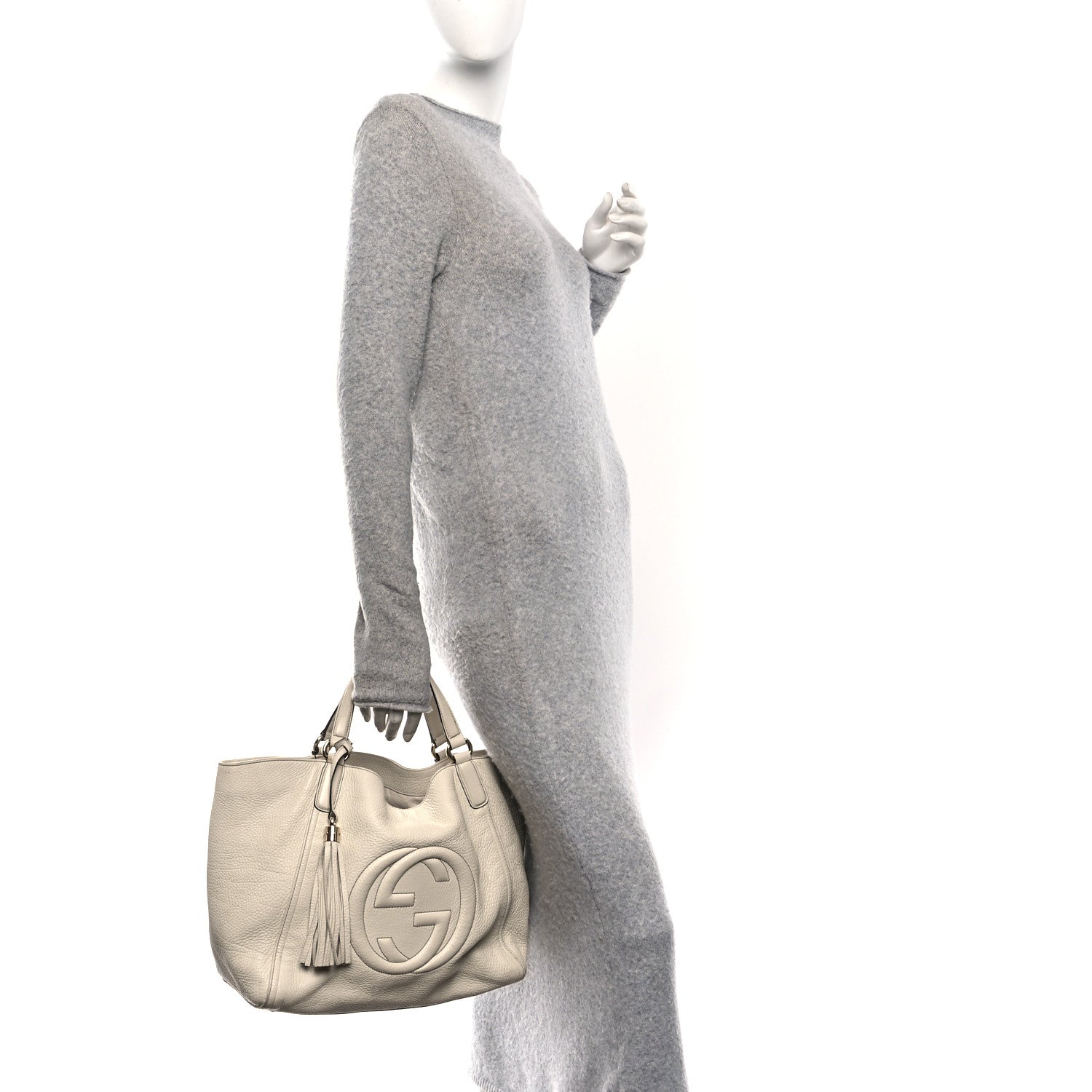 Pebbled Calfskin Medium Soho Shoulder Bag Off White