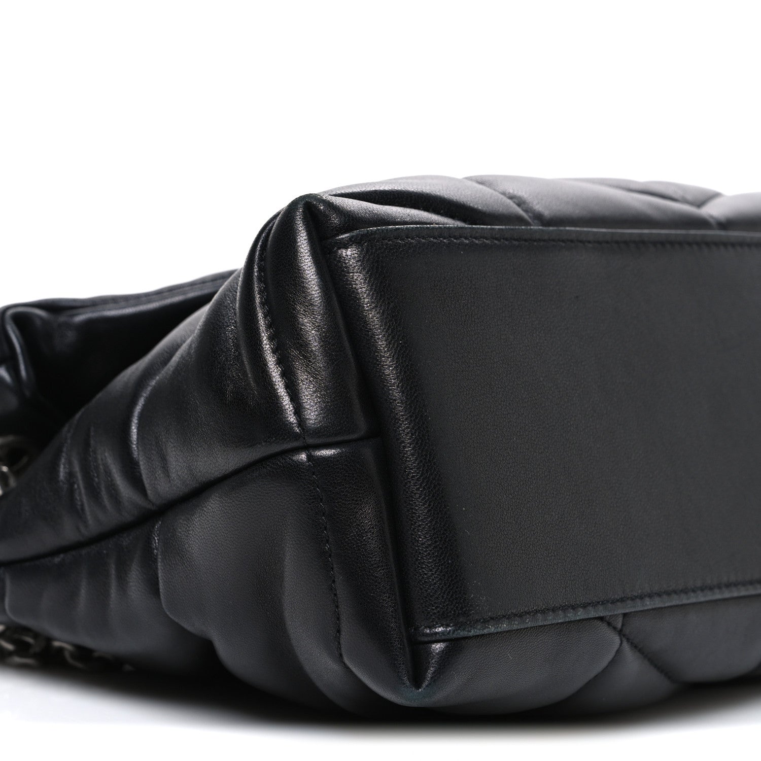 Lambskin Quilted Small Loulou Puffer Monogram Chain Satchel Black