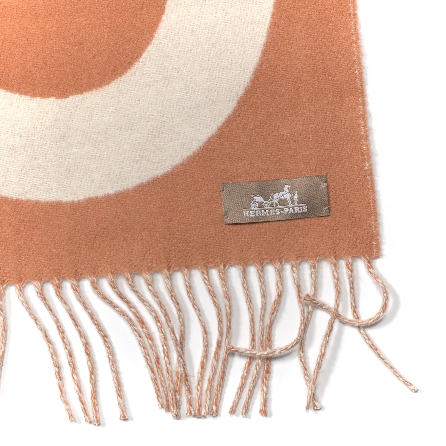 Cashmere Casaque Grand Mors Muffler Orange Ivory