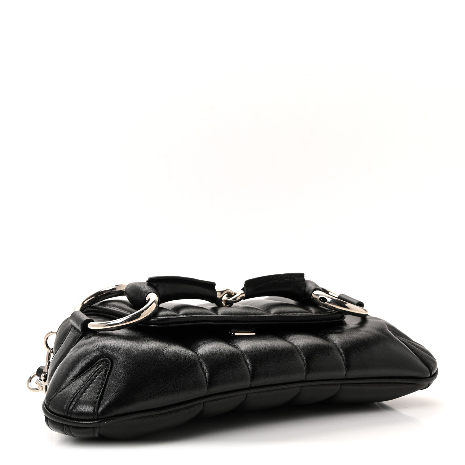 Nappa Vertical Matelasse Small Maxi Horsebit Chain Shoulder Bag Black