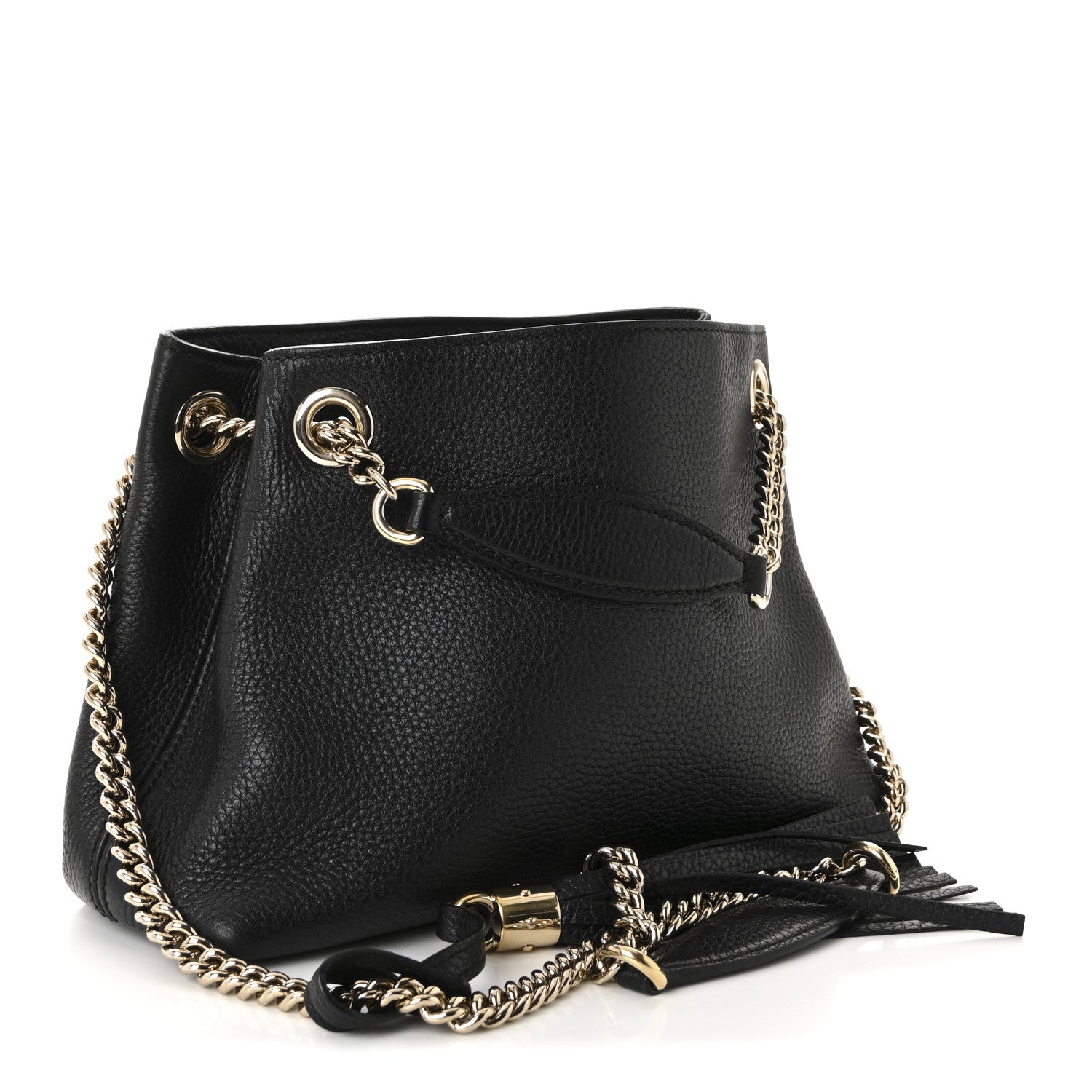 Pebbled Calfskin Small Soho Chain Shoulder Bag Black