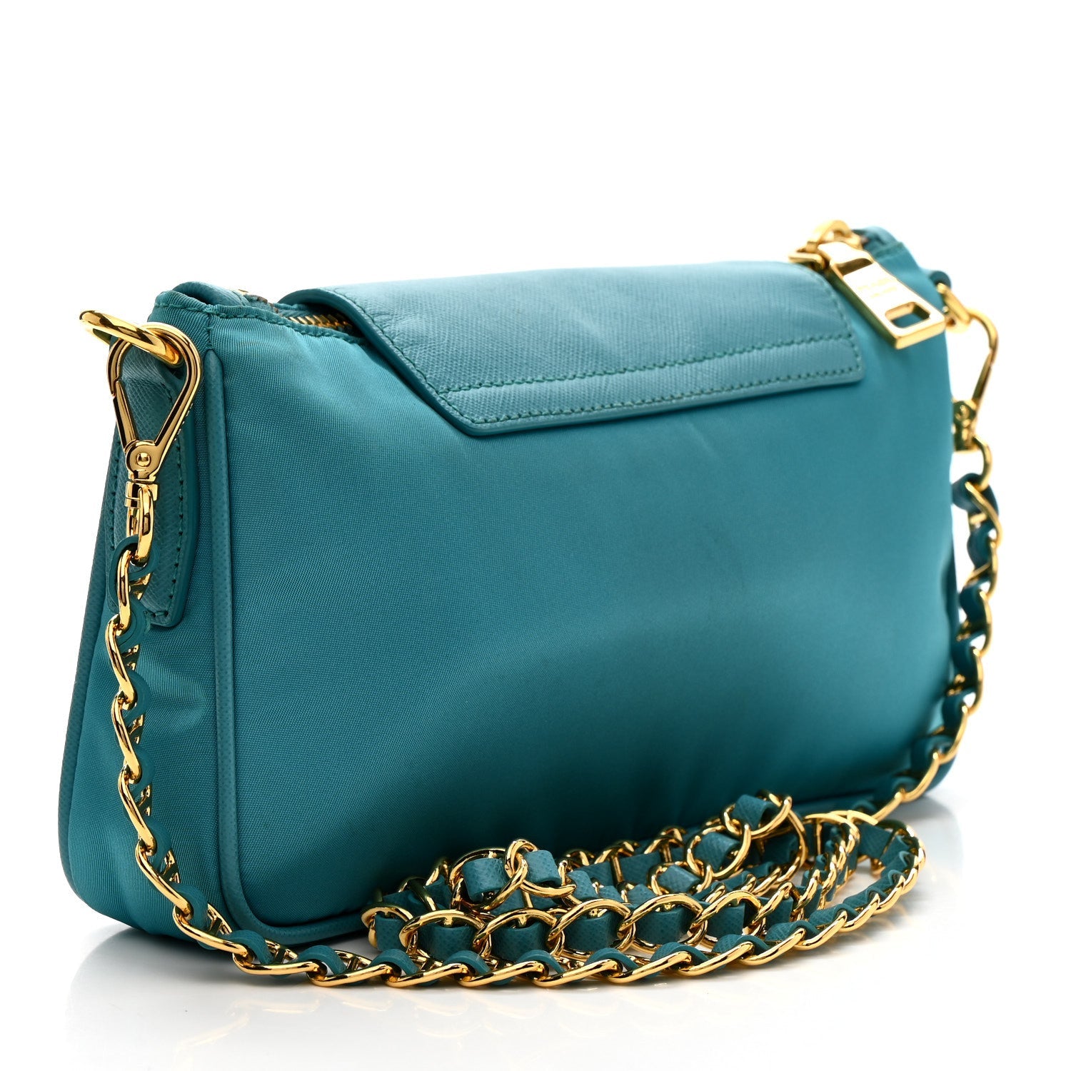 Tessuto Nylon Saffiano Crossbody Bag Turchese