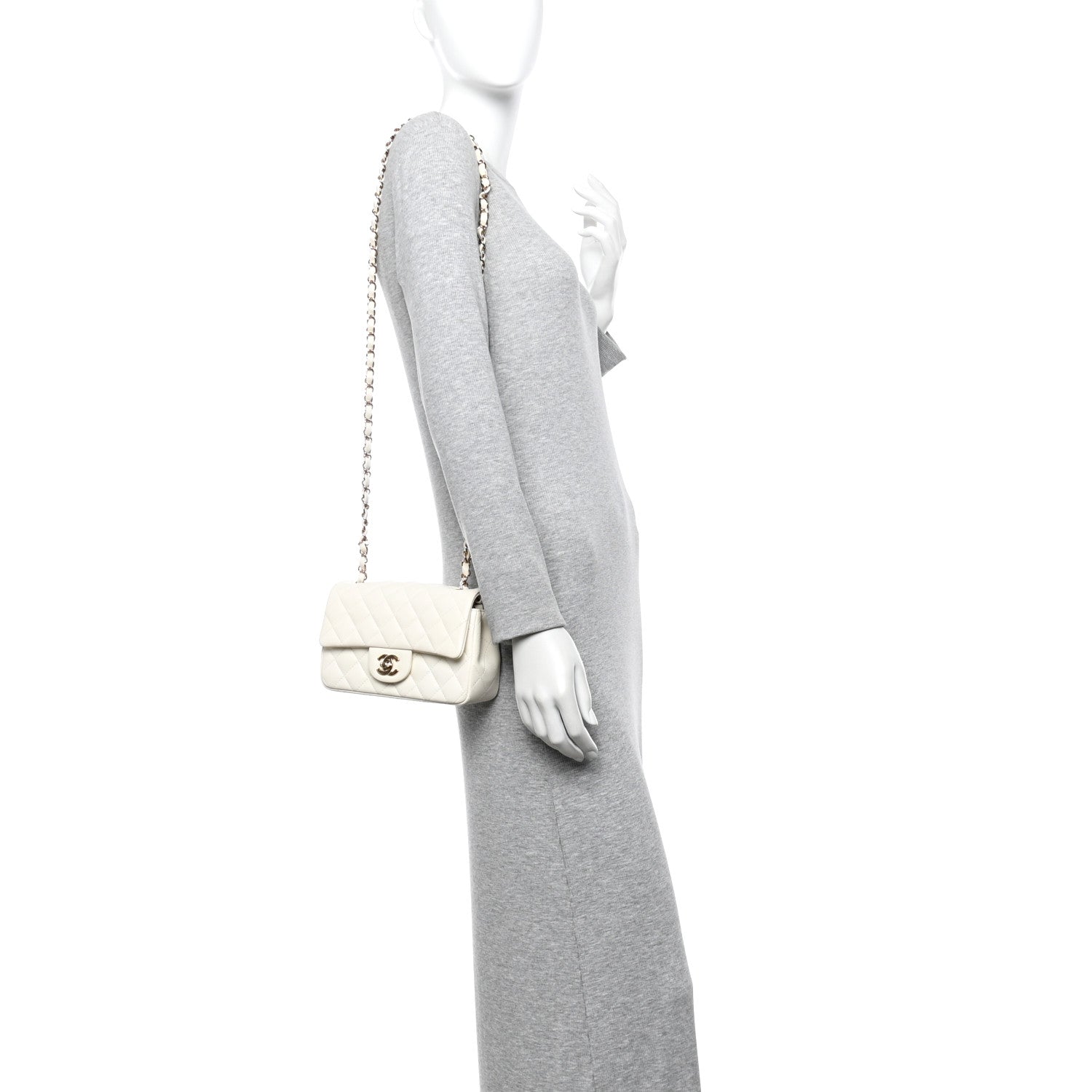 Lambskin Quilted Mini Rectangular Flap White