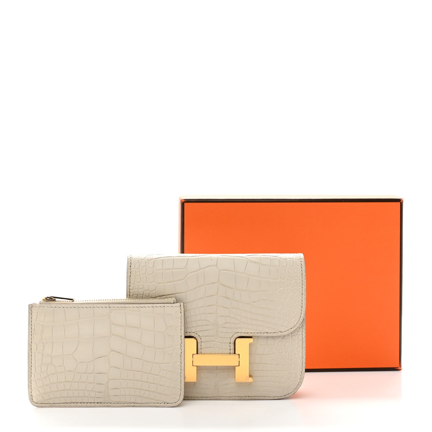 Matte Alligator Constance Slim Wallet Beton