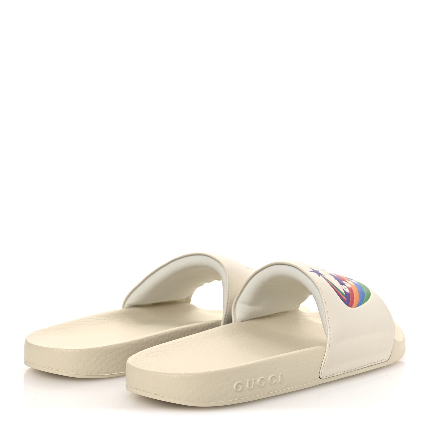 Nappa Interlocking G Rainbow Womens Pursuit Slide Sandals 41 Mystic White