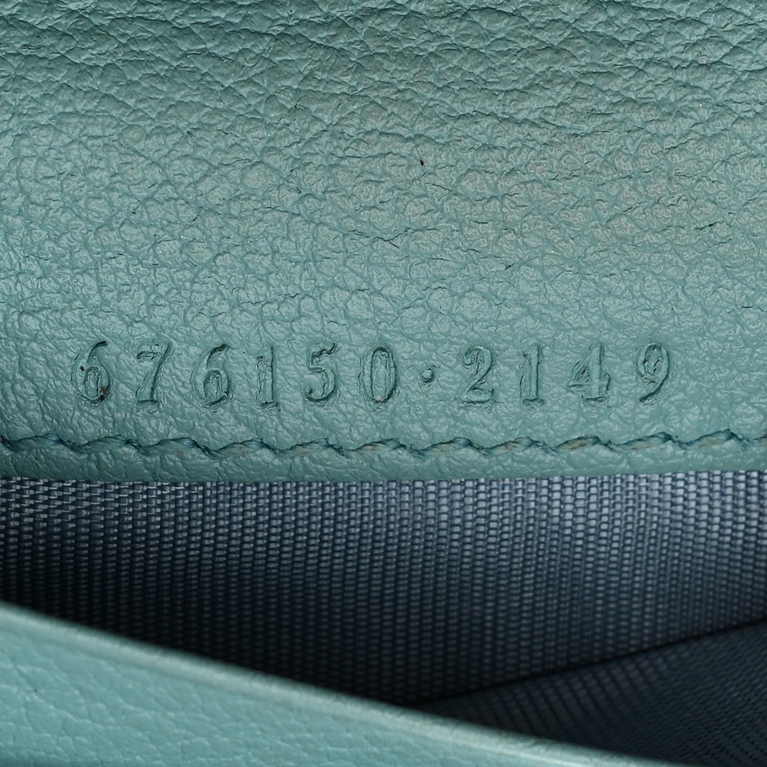 Wonka Grain Calfskin GG Monogram Embossed Card Case Wallet Dusty Azure