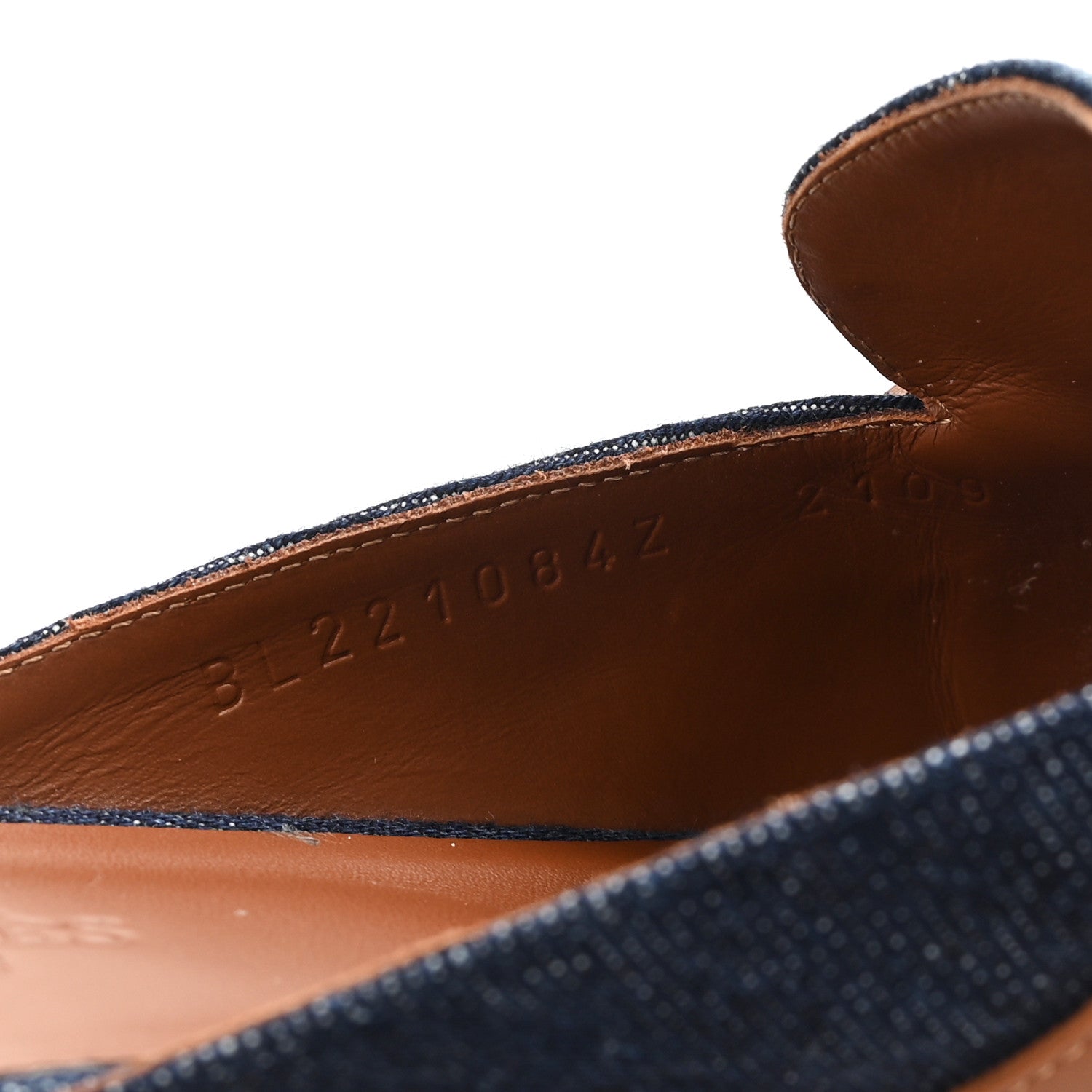 Calfskin Denim Oz Mules 37 Bleu Brut Gold