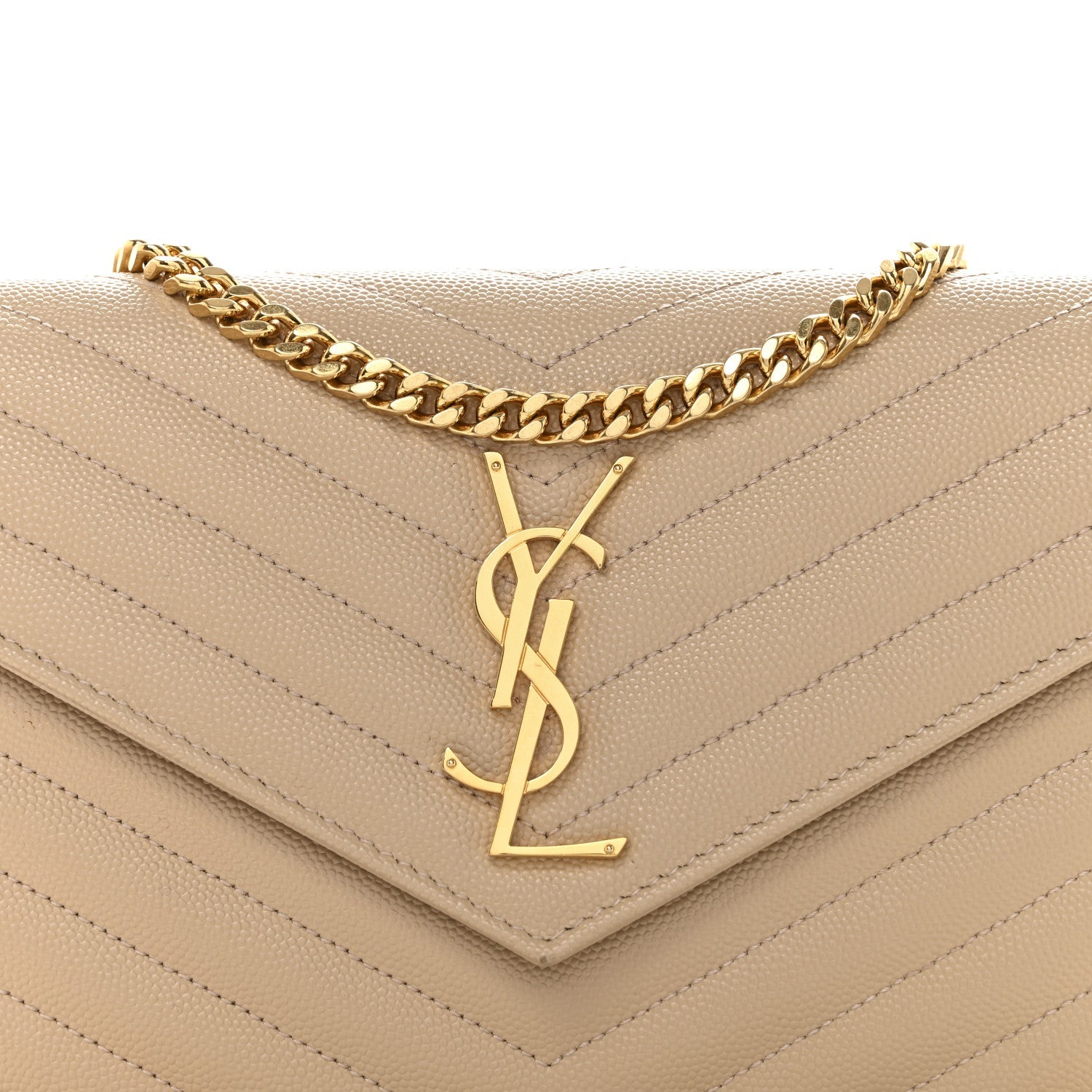 Grain De Poudre Matelasse Chevron Cassandre Chain Wallet Nude Powder